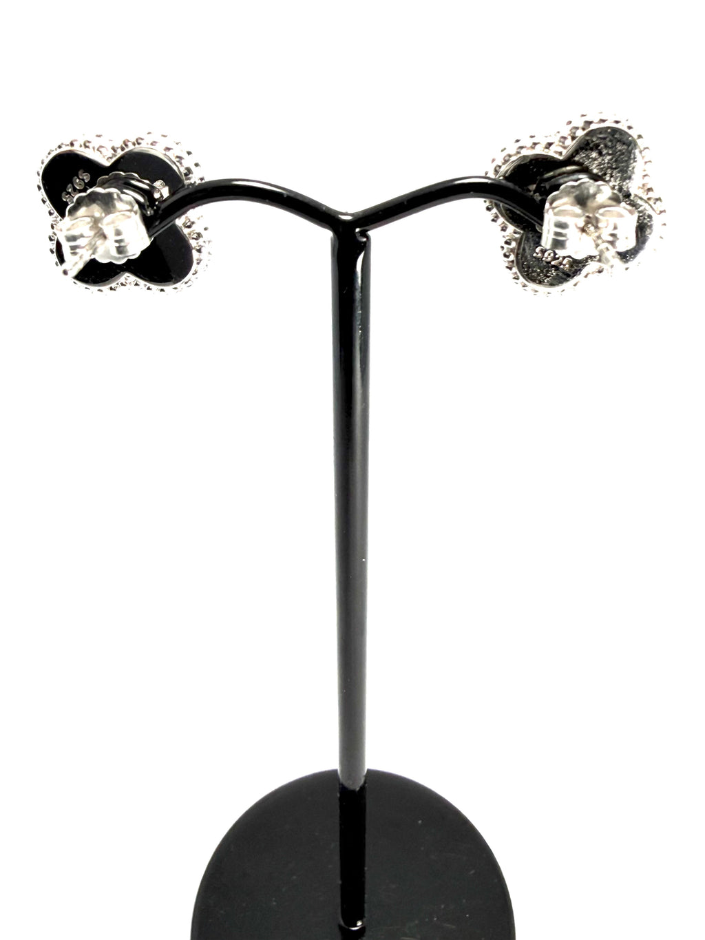 4 leaf clover silver stud earrings