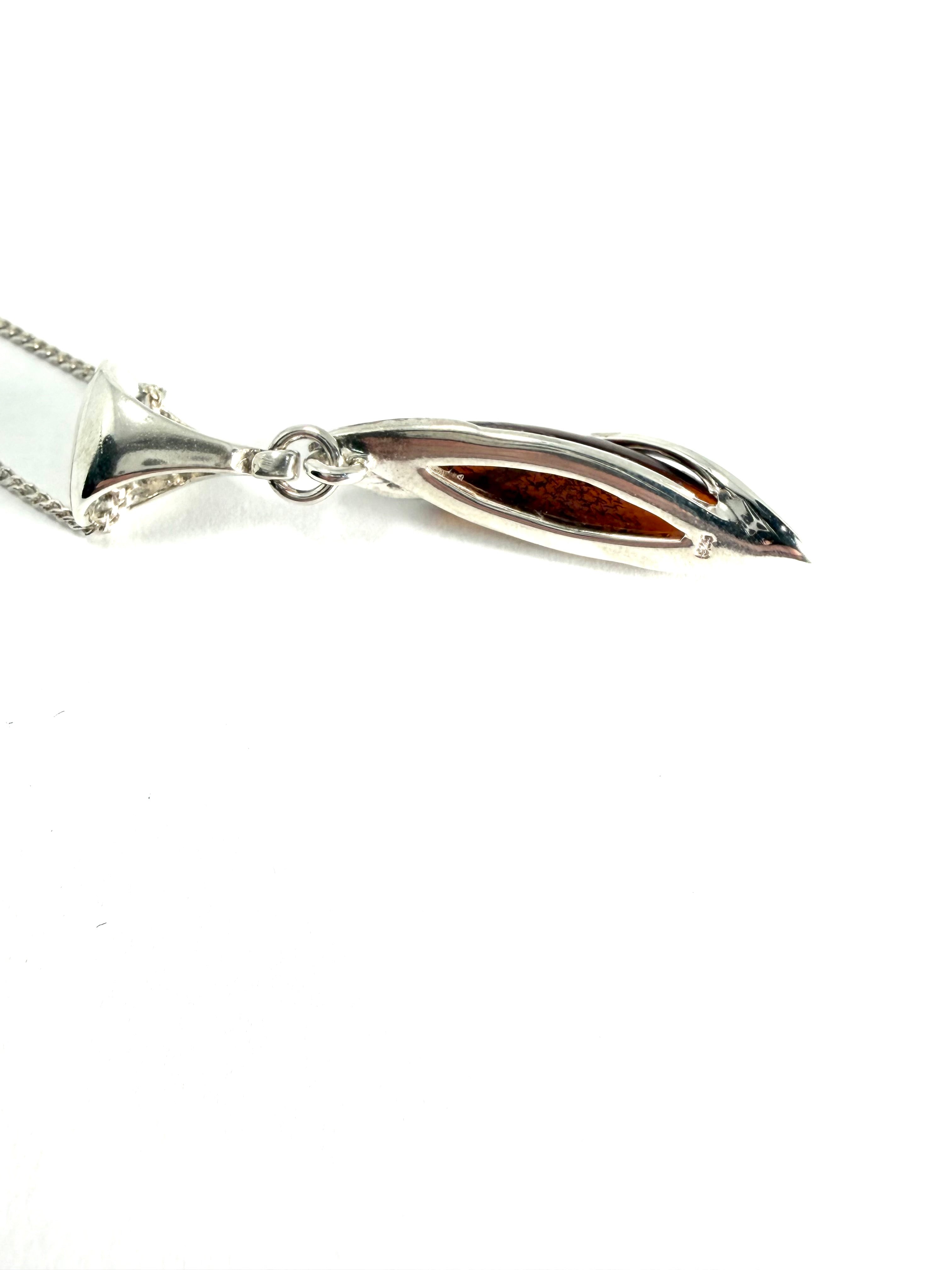 Silver amber pendant and necklace
