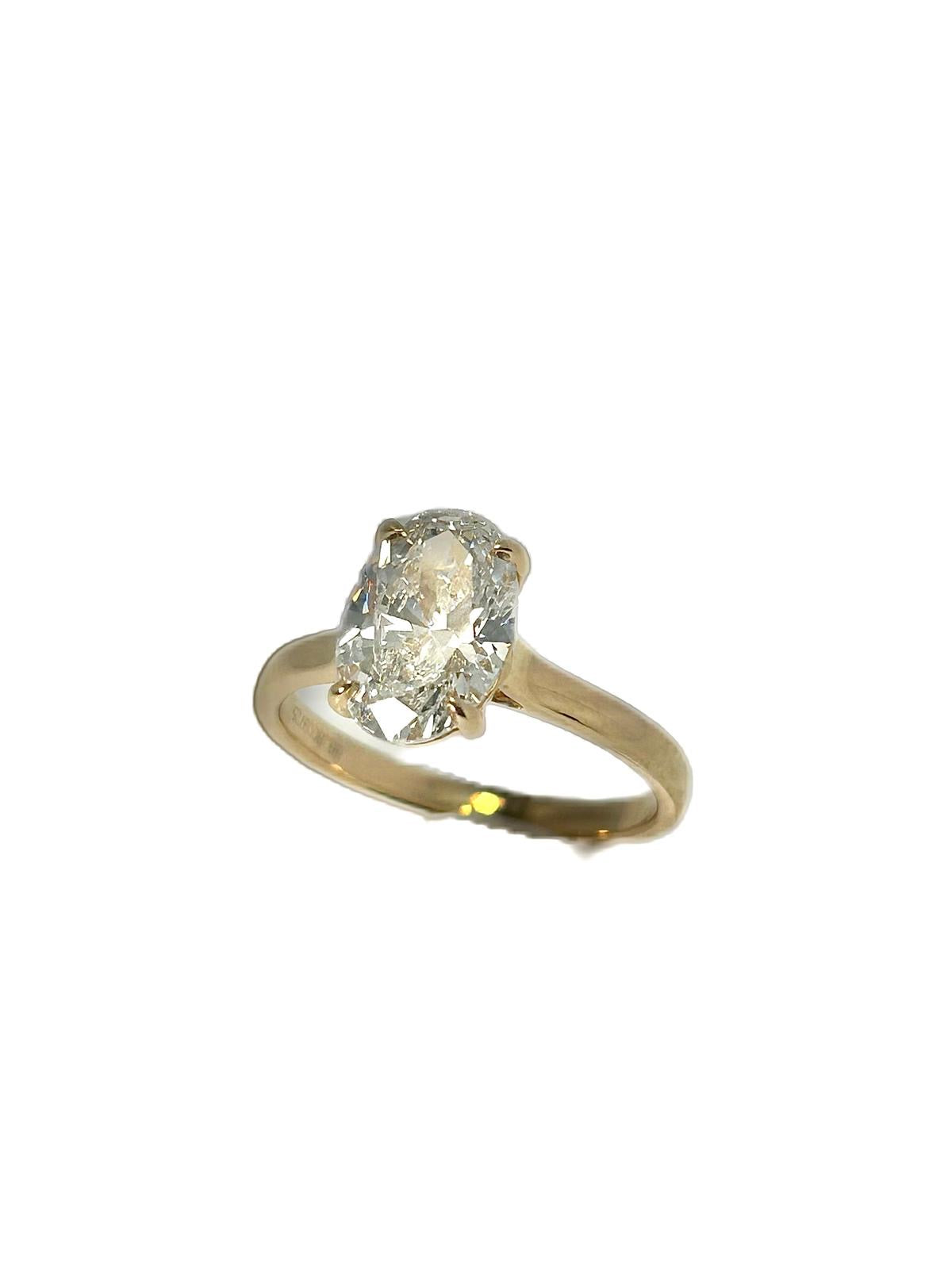 Lab diamond 2.05ct oval shape solitaire ring