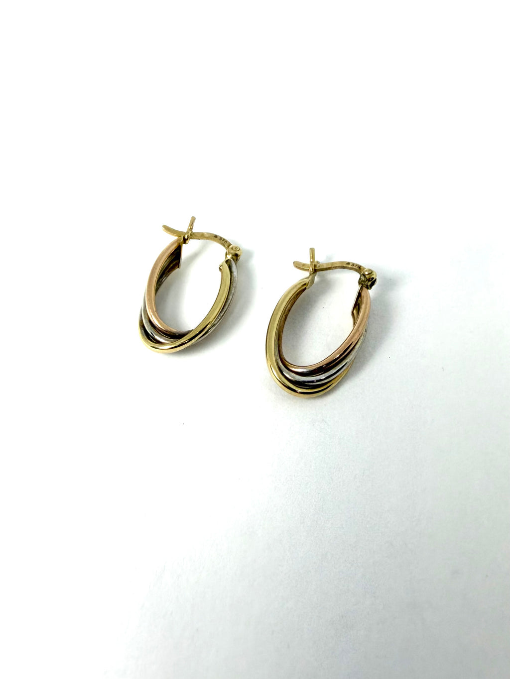 9ct 3 colour gold earrings