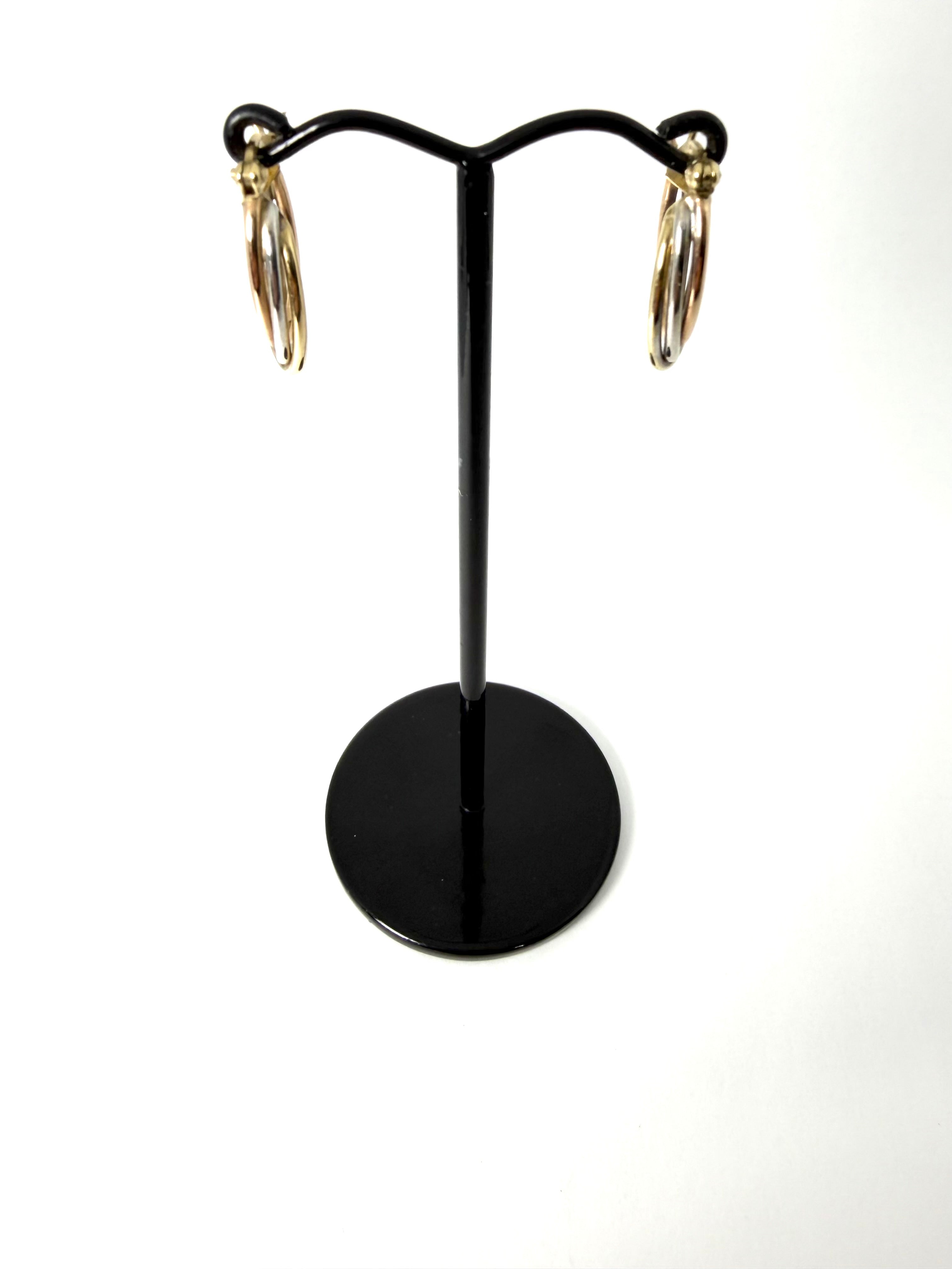 9ct 3 colour gold earrings