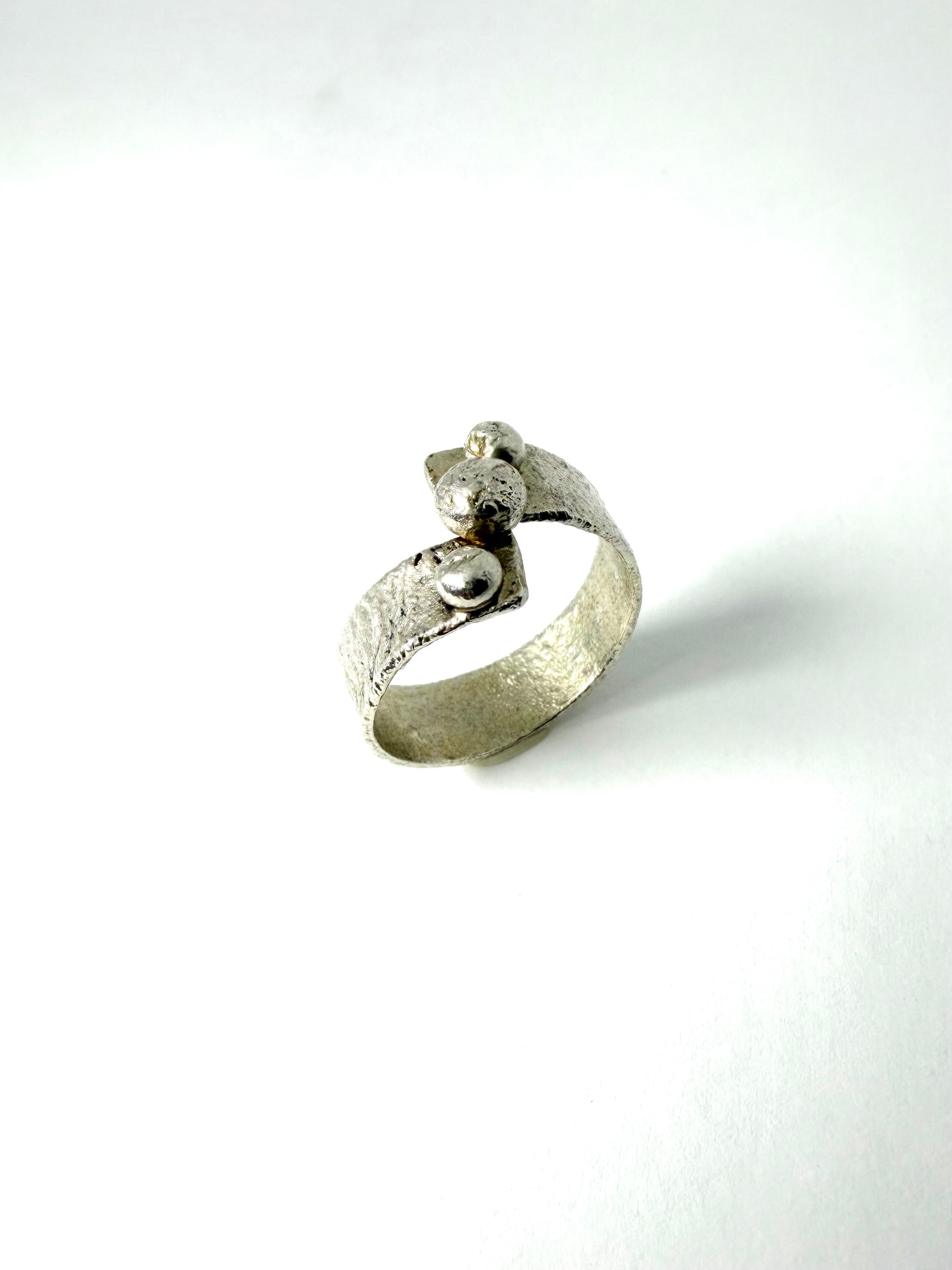 Silver sphere ring