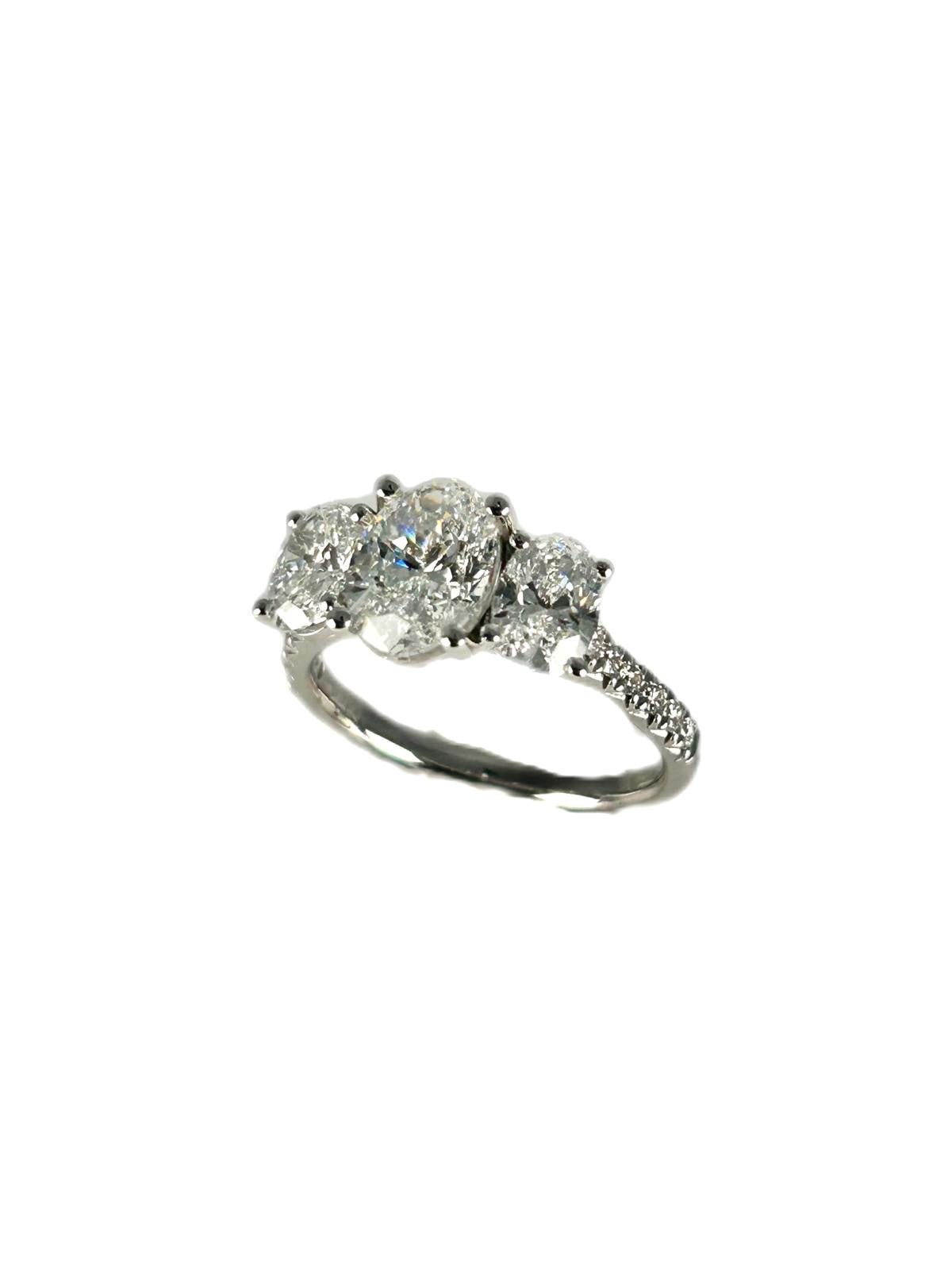 Lab diamond 2.86ct trilogy ring