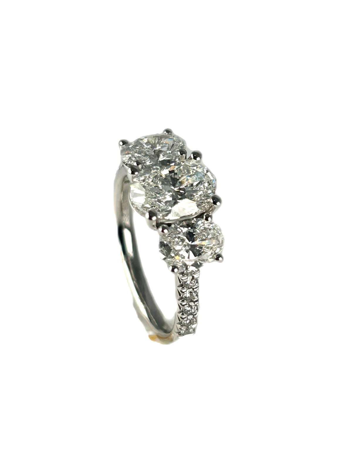 Lab diamond 2.86ct trilogy ring