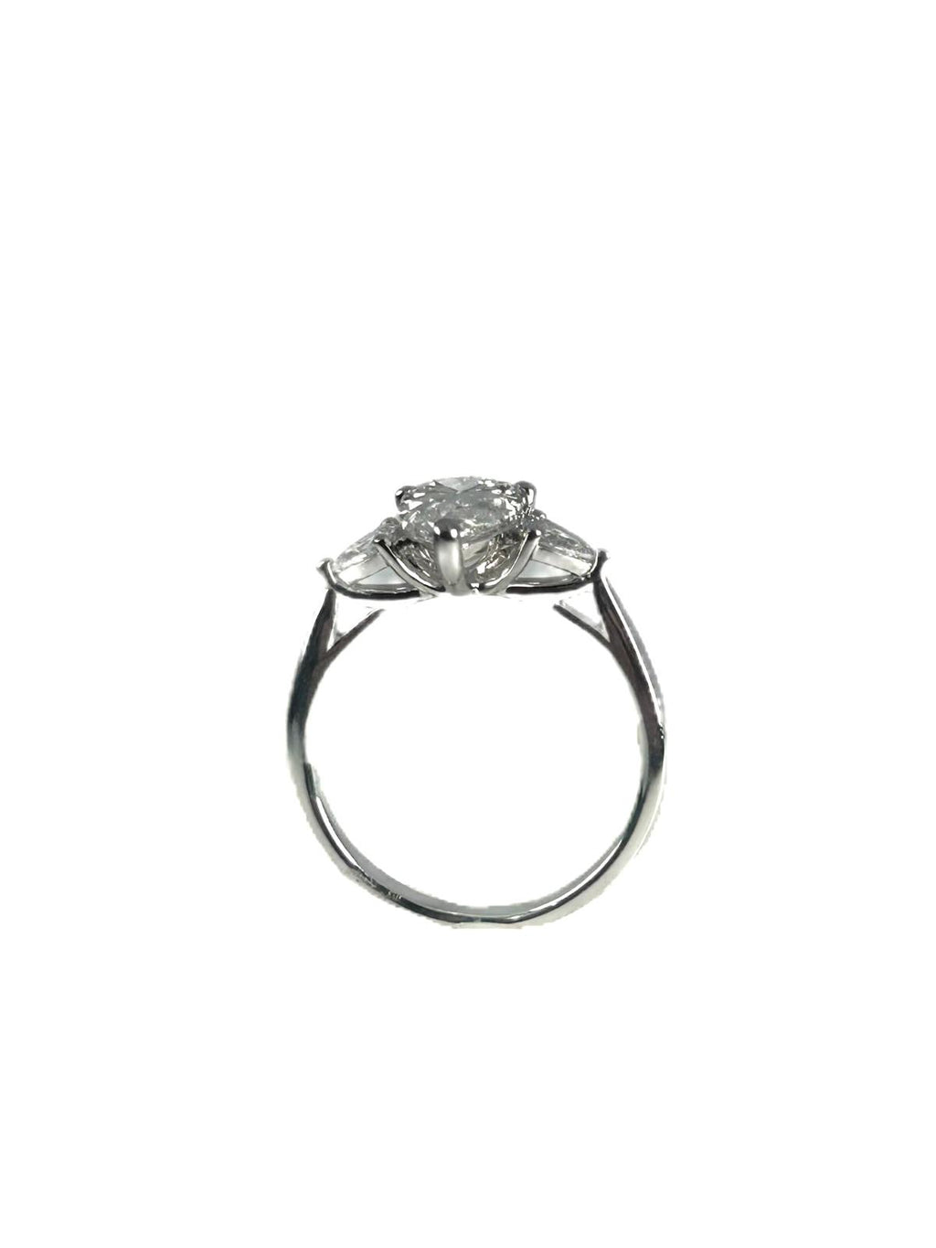 Lab diamond 1.82ct pear shape trilogy ring