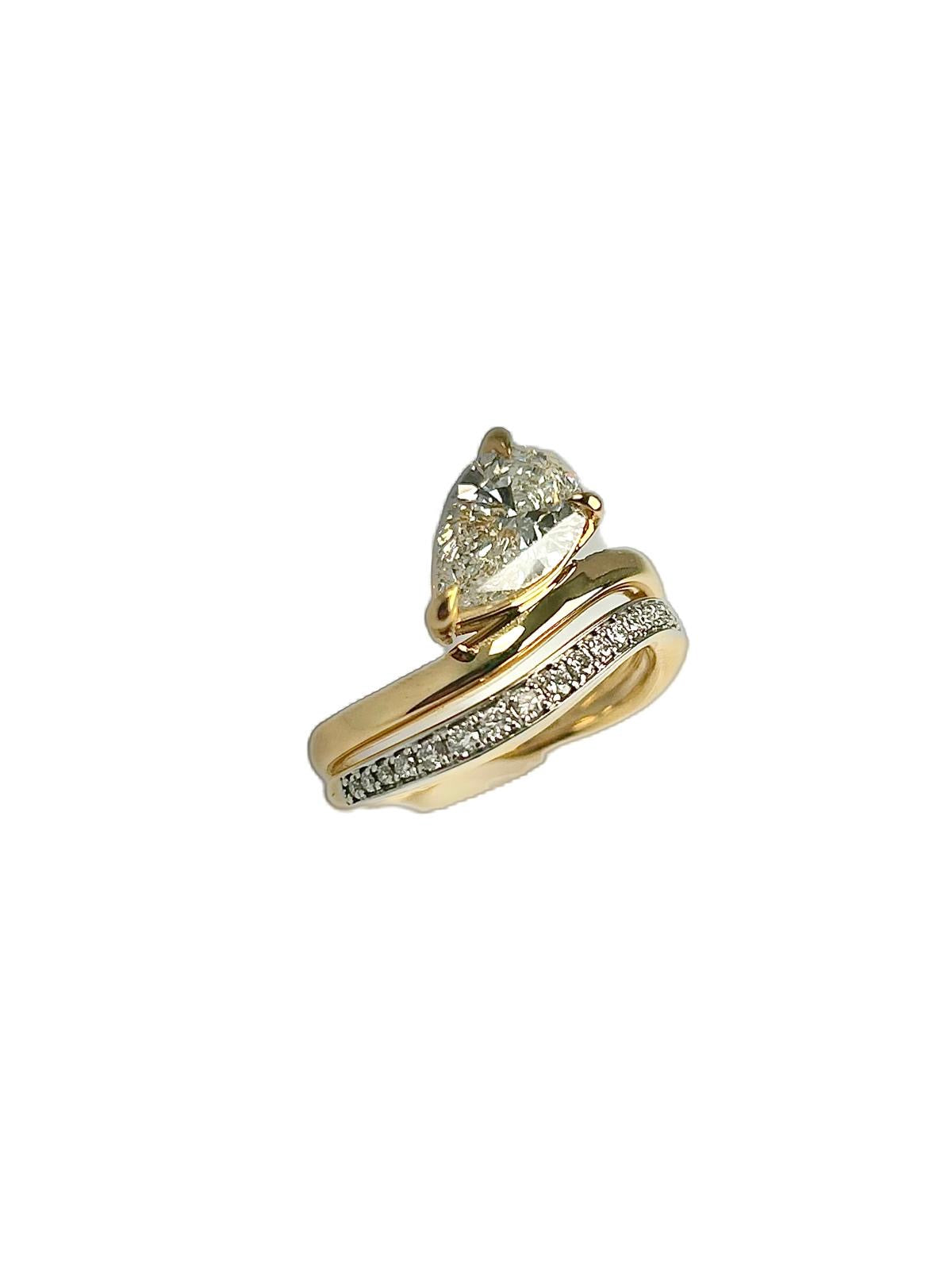 Lab diamond 1.56ct pear shape ring