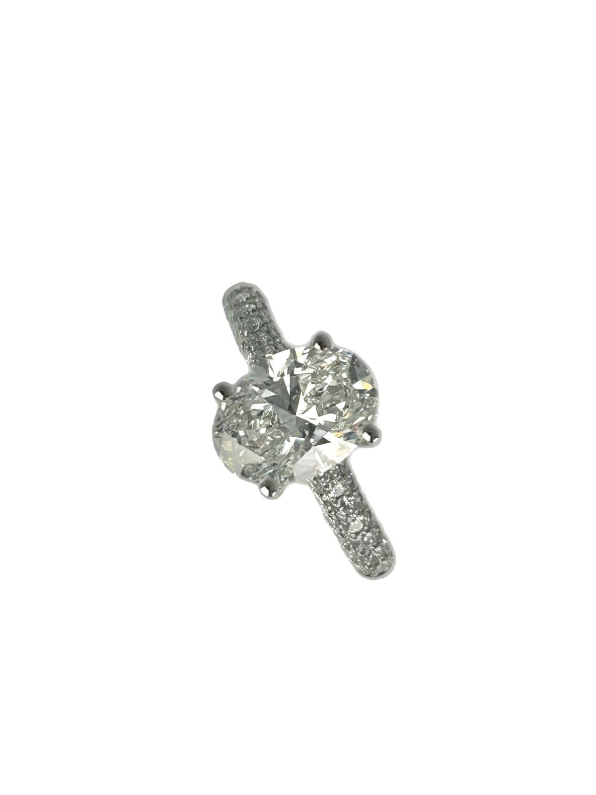 Lab diamond 2.07ct oval shape solitaire ring
