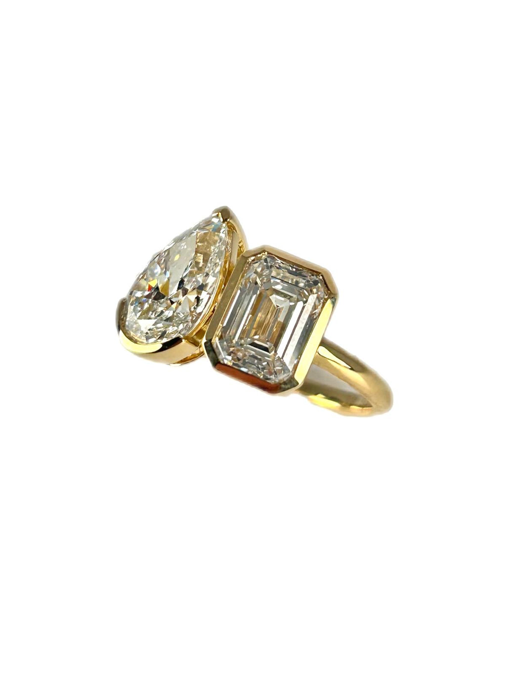 Lab diamond 4.14ct toi et moi ring