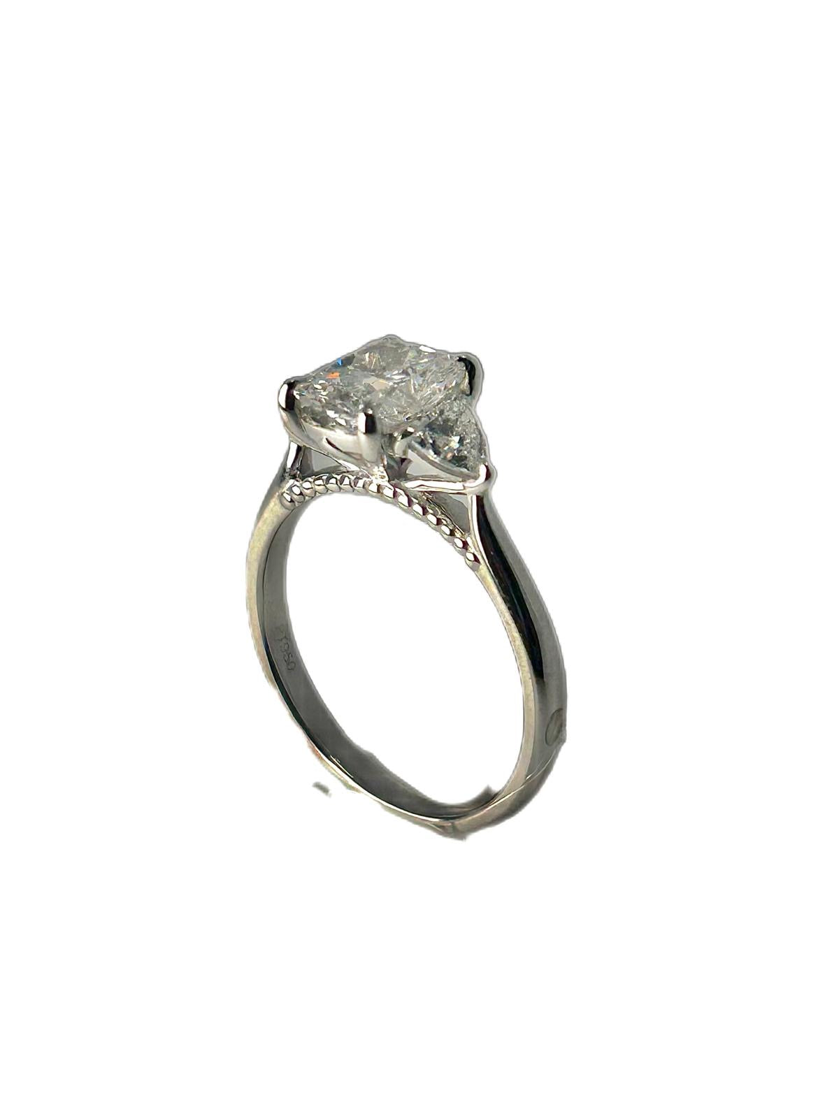 Lab diamond 2.03ct cushion cut trilogy ring