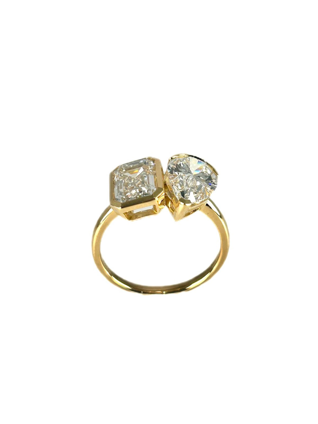Lab diamond 4.14ct toi et moi ring