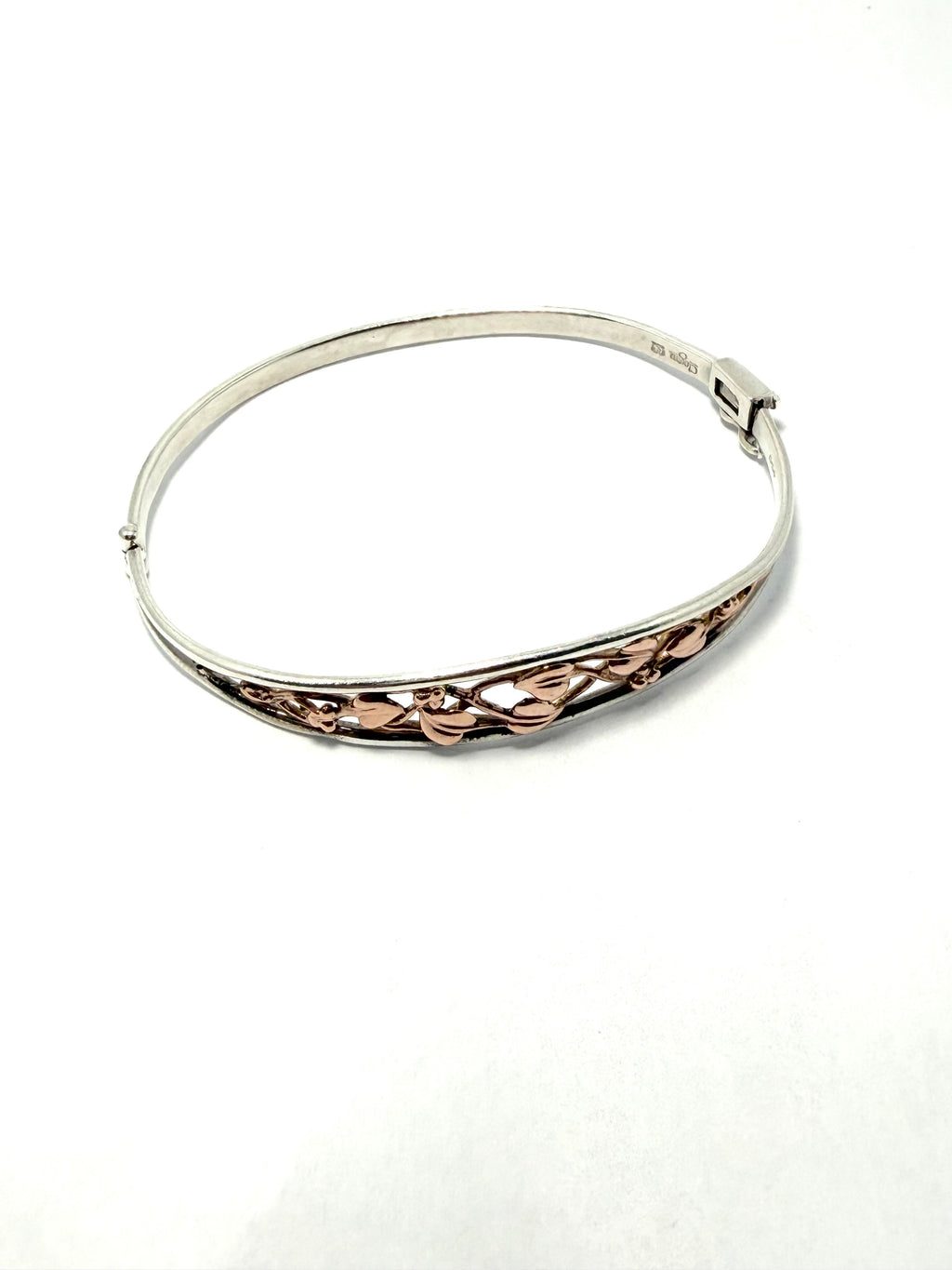 Clogau gold silver and 9ct rose gold tree of life bangle