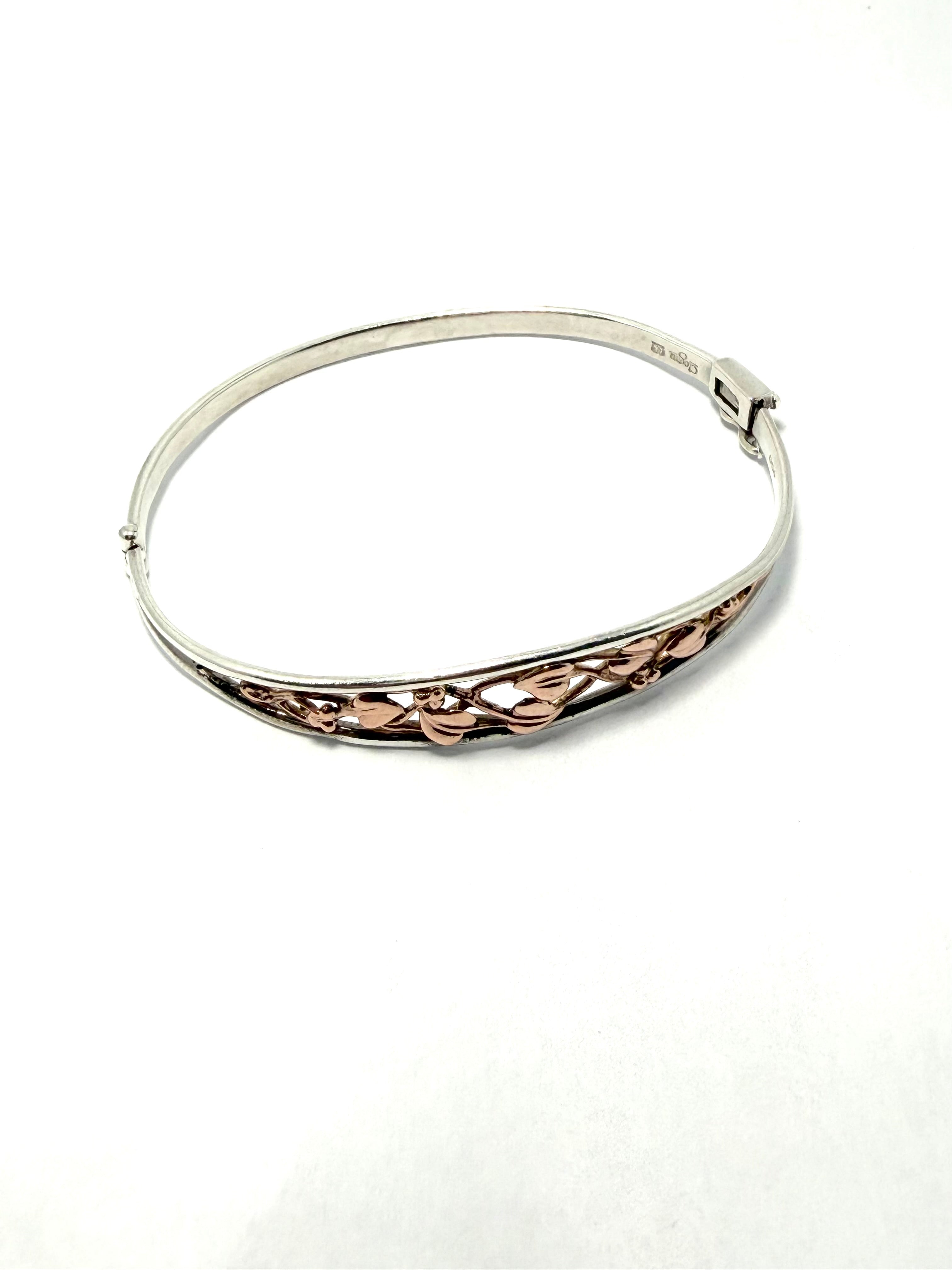 Clogau gold silver and 9ct rose gold tree of life bangle