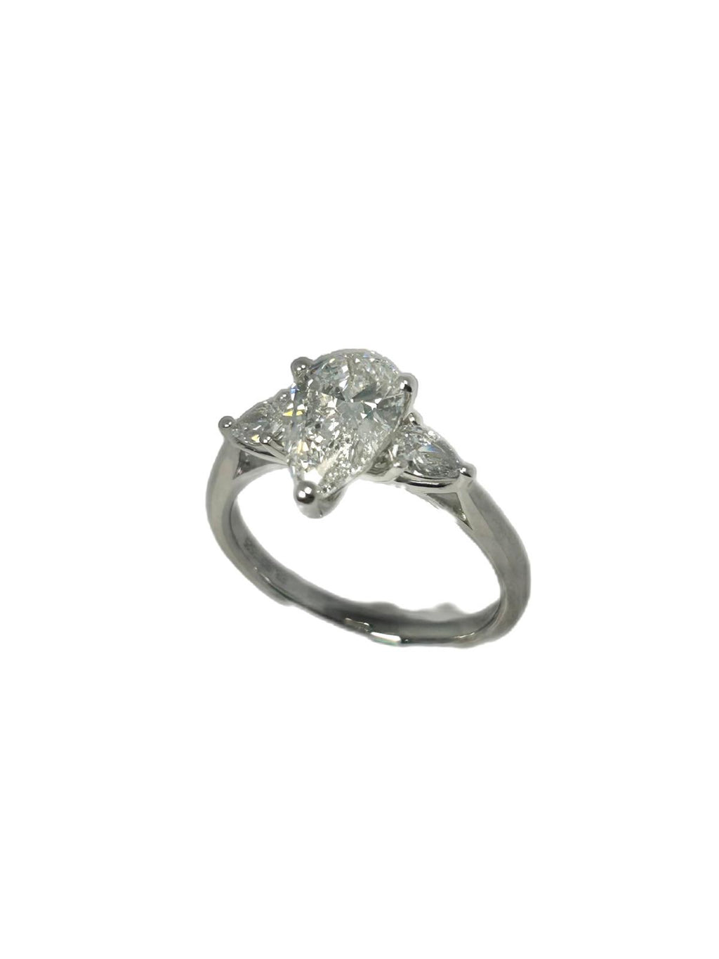 Lab diamond 1.82ct pear shape trilogy ring