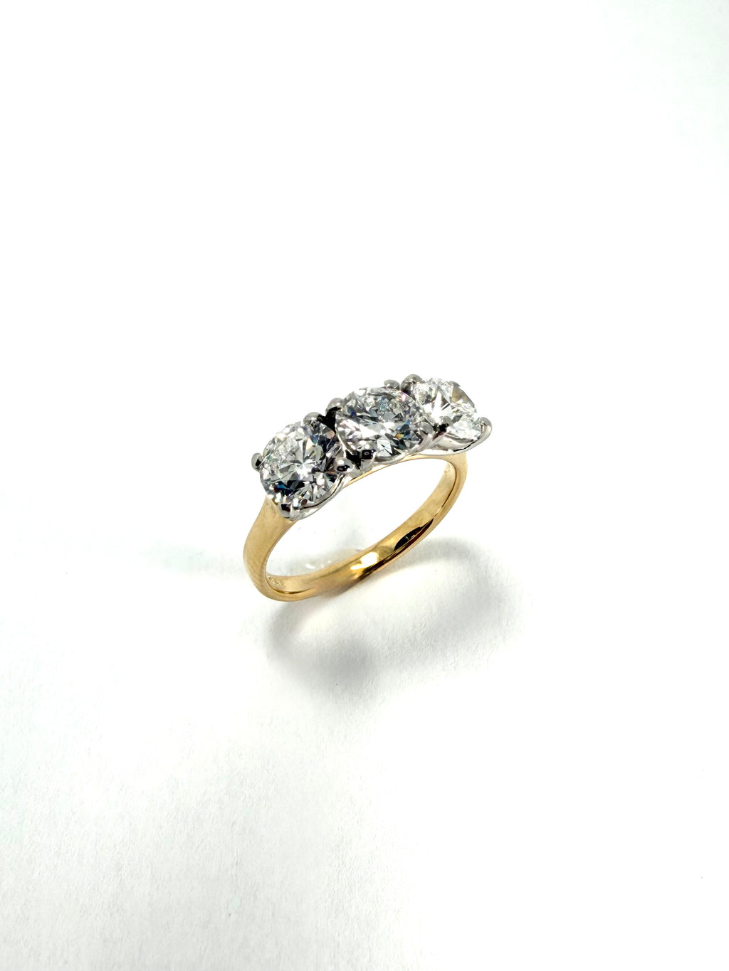 18ct and platinum lab grown trilogy 3.11ct diamond ring