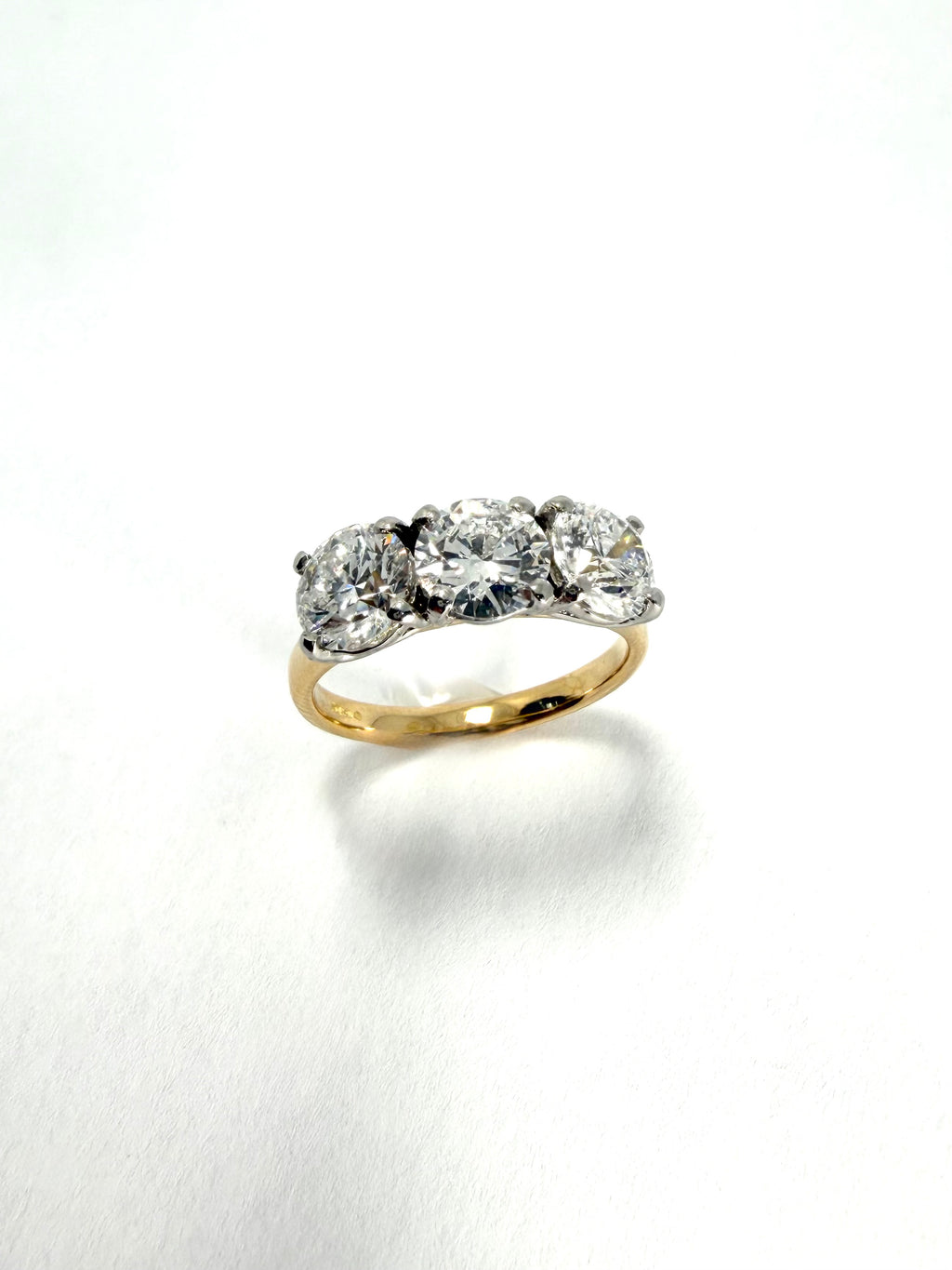 18ct and platinum lab grown trilogy 3.11ct diamond ring