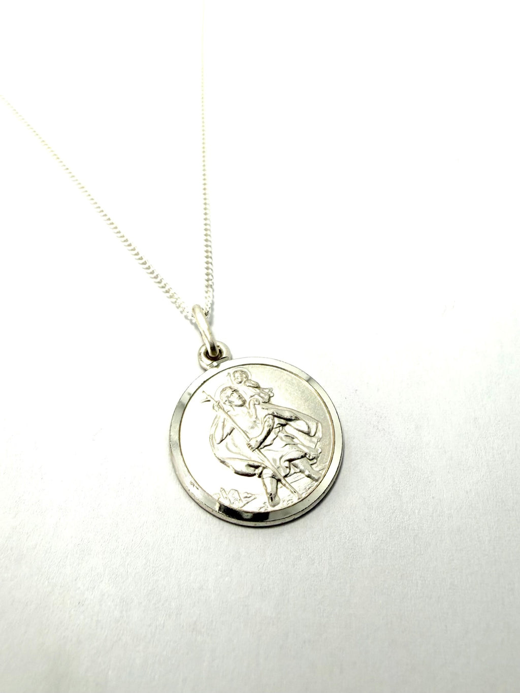 Sterling silver st christopher pendant & necklace