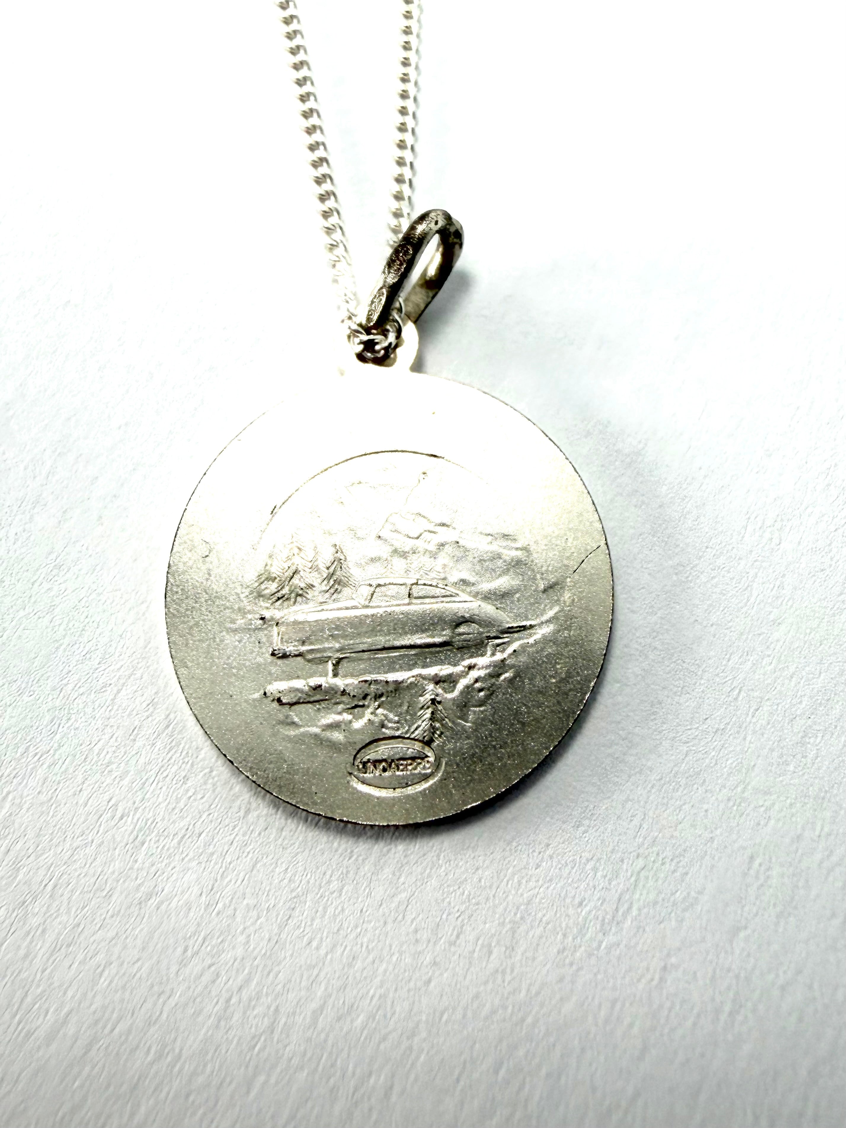 Sterling silver st christopher pendant & necklace