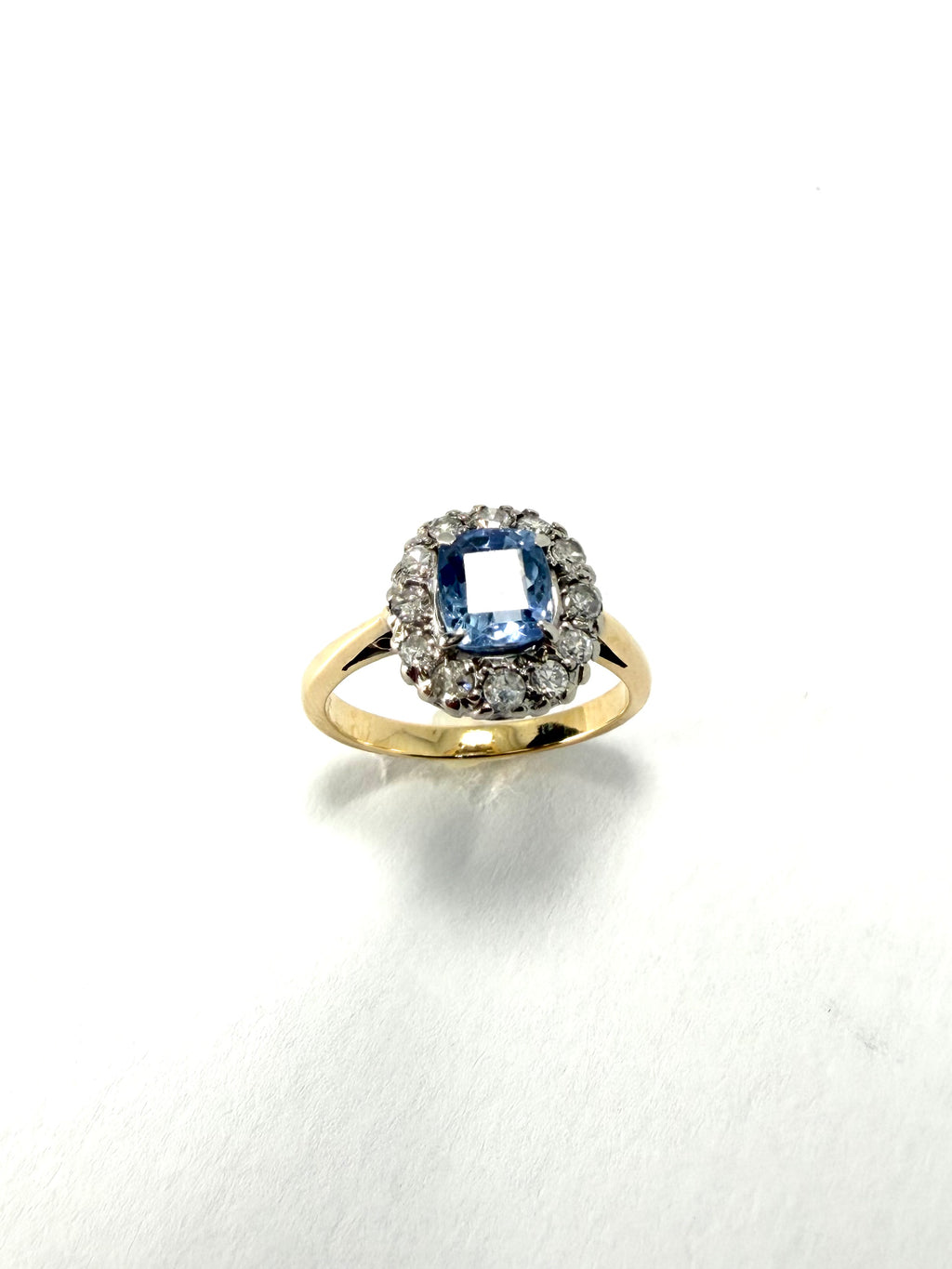 18ct vintage diamond & sapphire ring