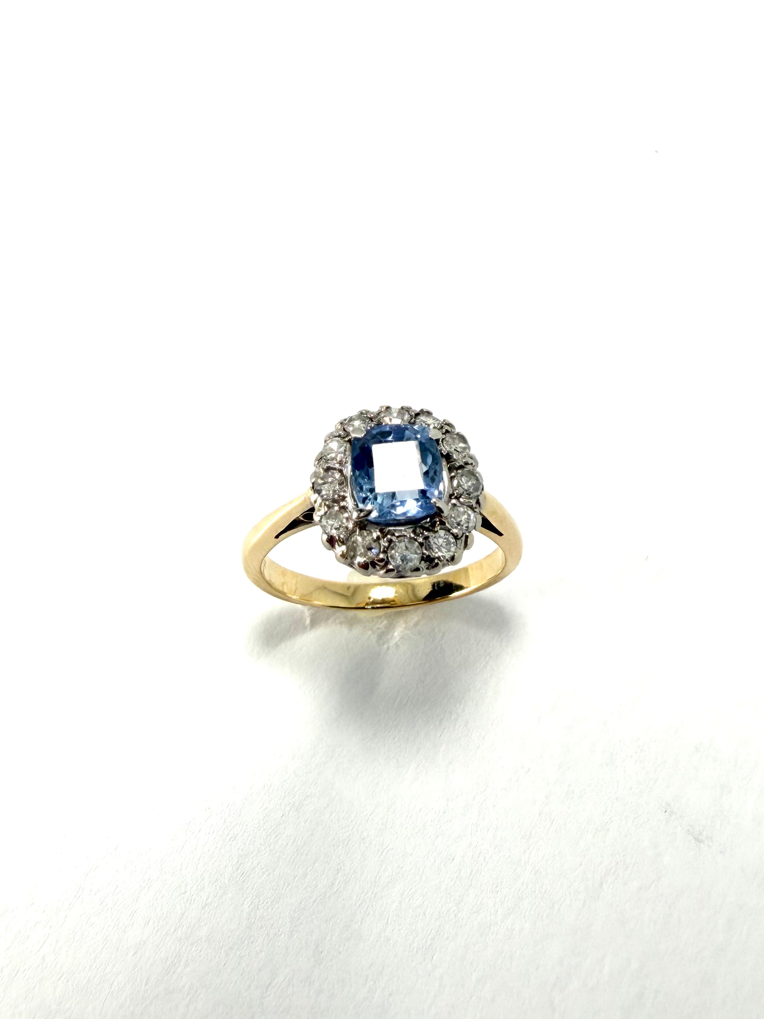 18ct vintage diamond & sapphire ring