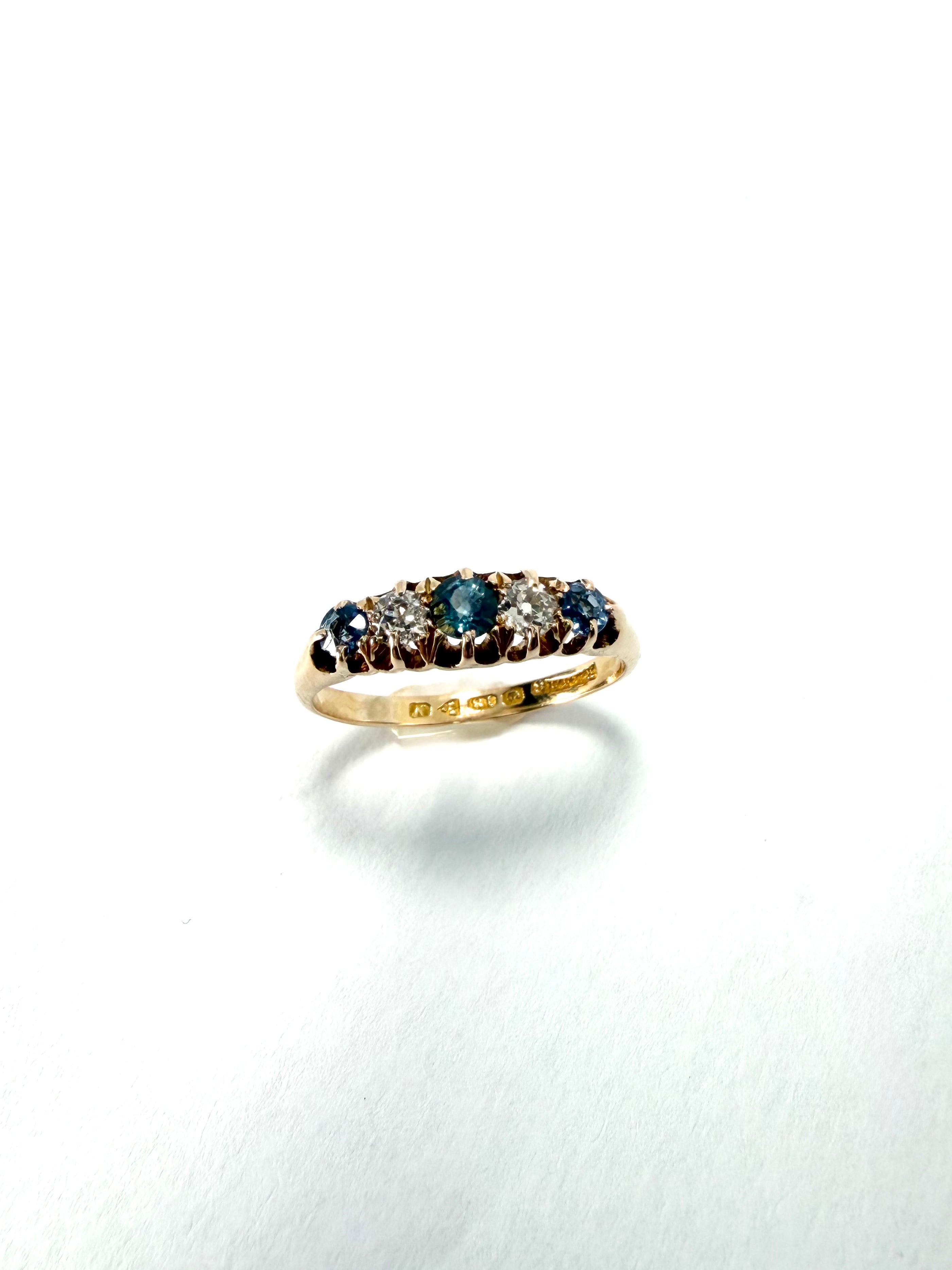 18ct victorian diamond & sapphire ring