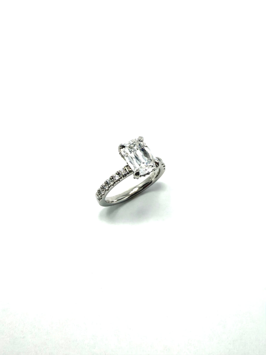 Platinum 2.03ct multi faced lab grown diamond ring with hidden halo
