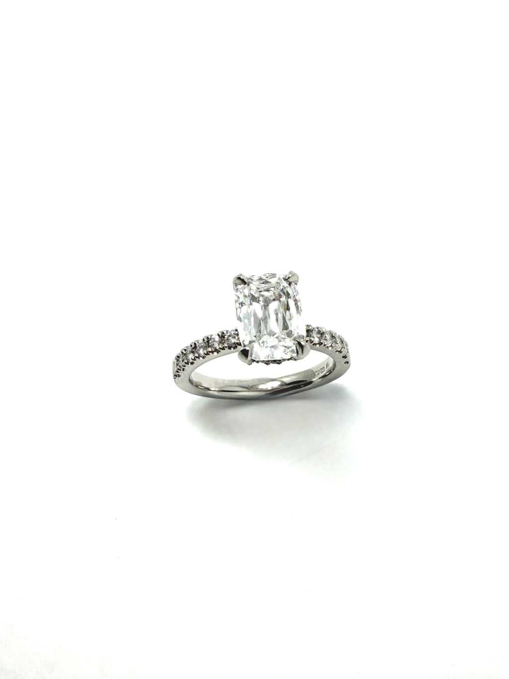 Platinum 2.03ct multi faced lab grown diamond ring with hidden halo