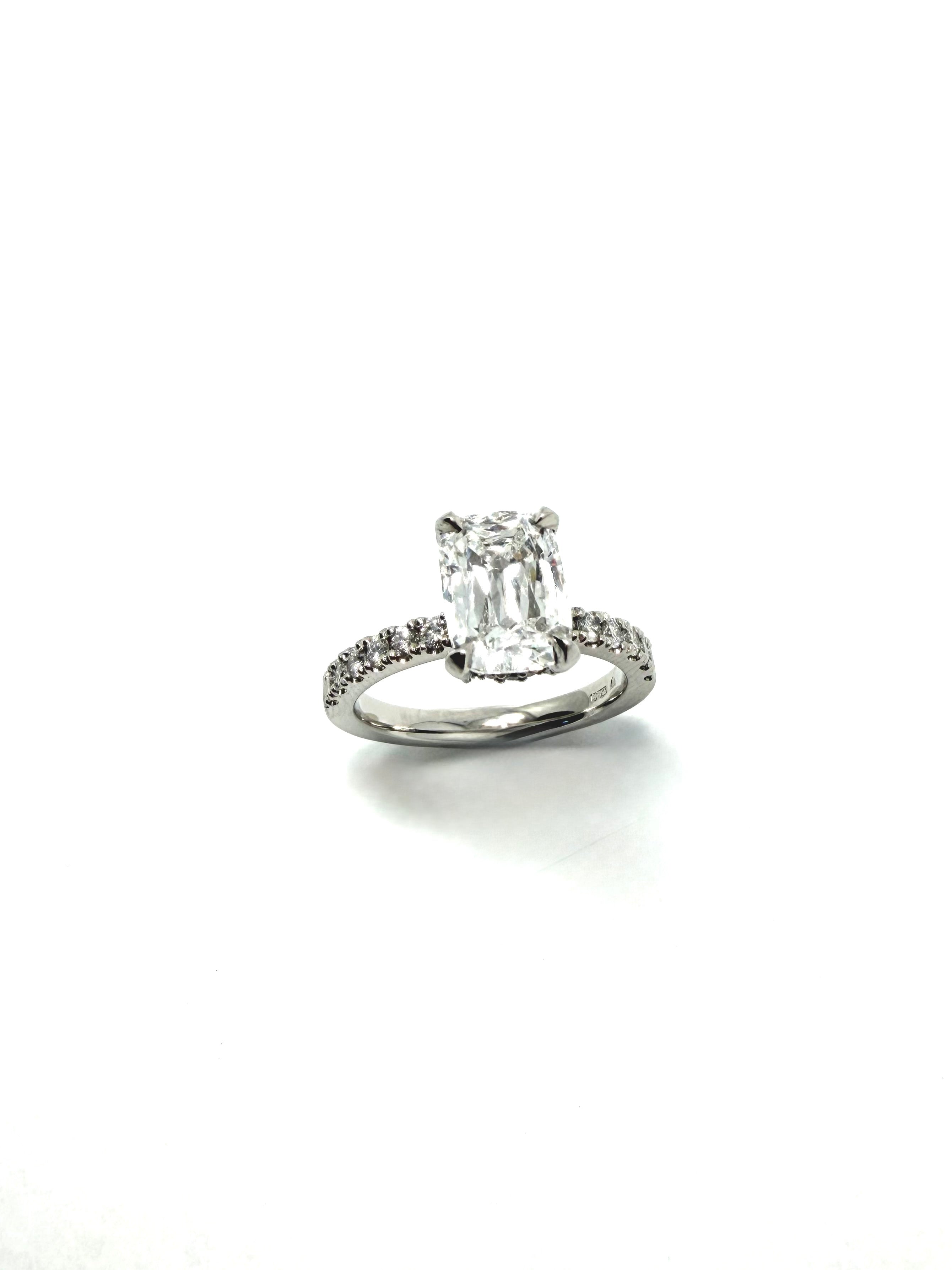 Platinum 2.03ct multi faced lab grown diamond ring with hidden halo