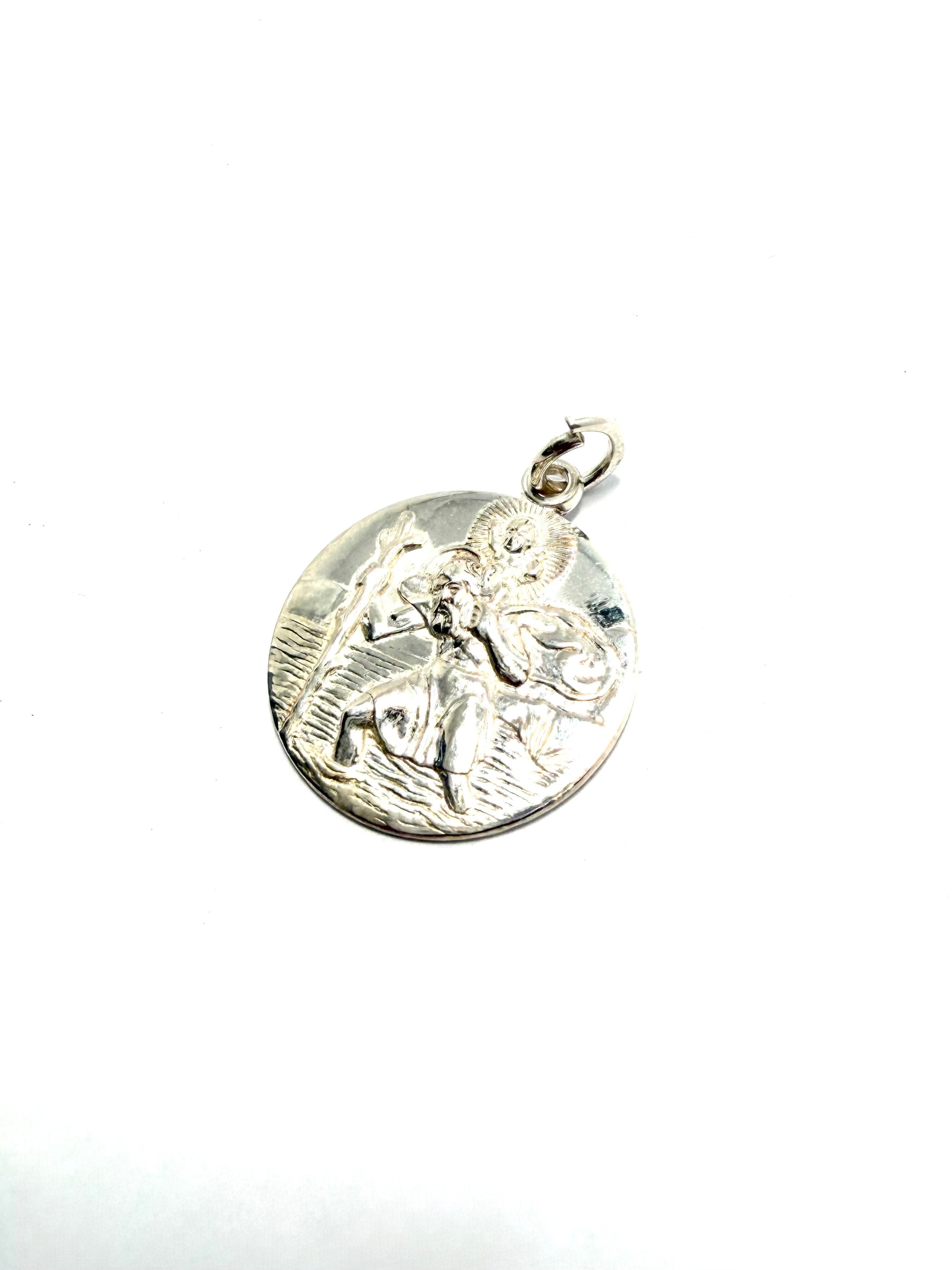 Silver st christopher pendant