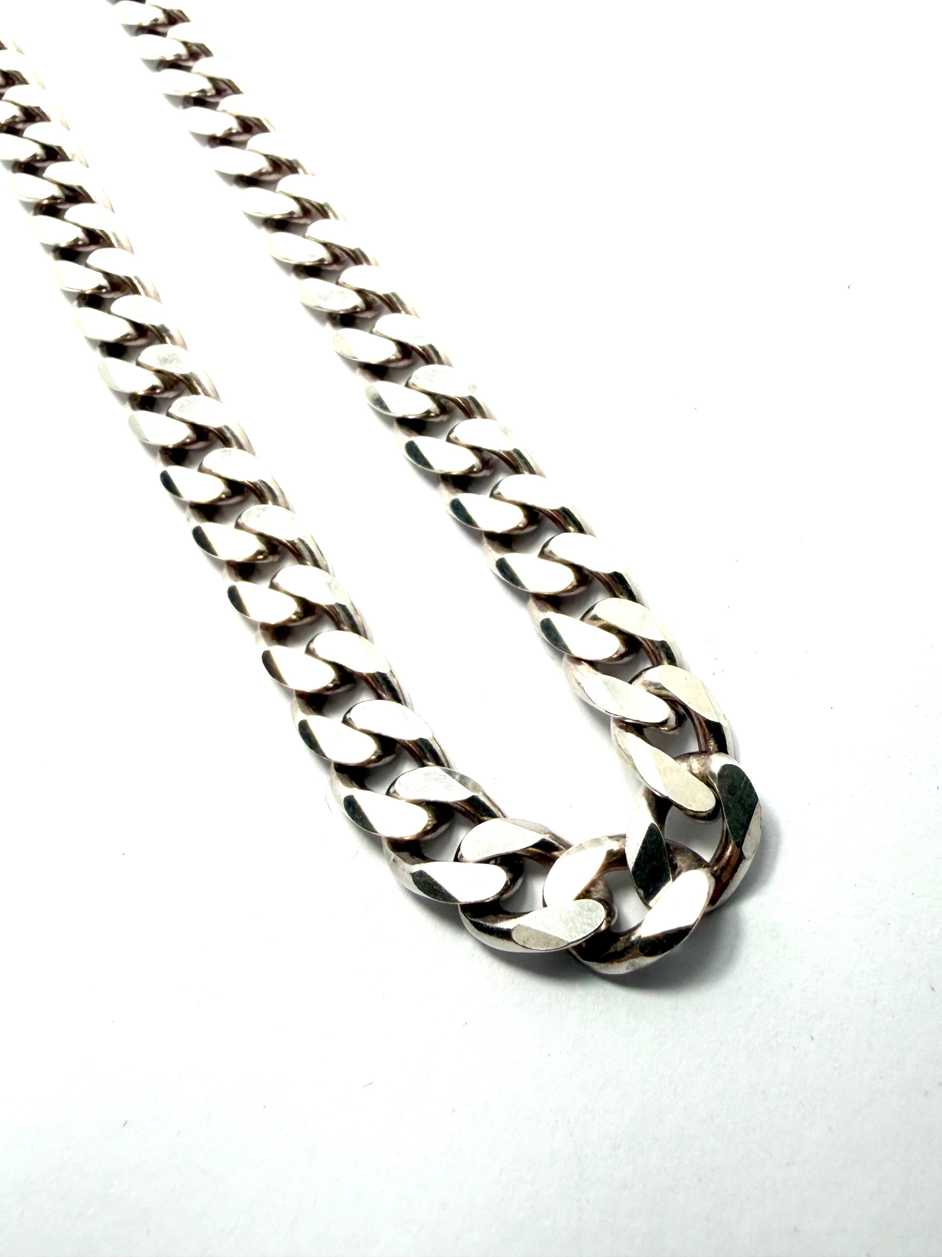 Silver flat curb link chain