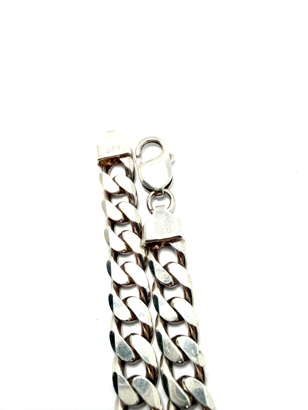Silver flat curb link chain