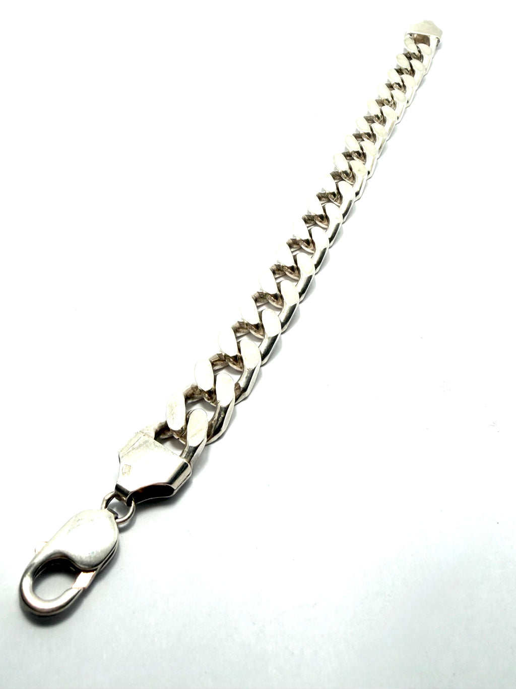Silver flat curb bracelet