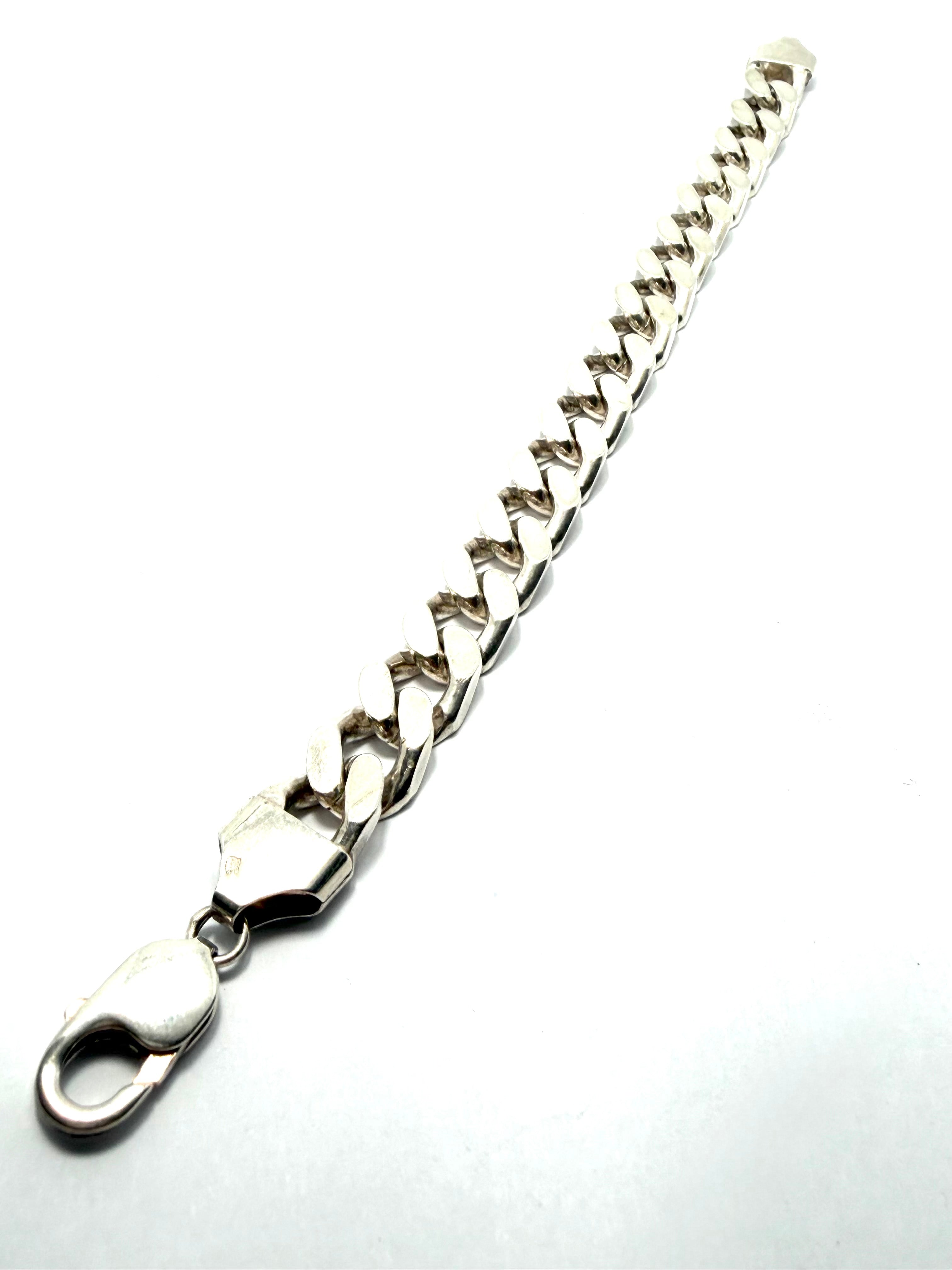 Silver flat curb bracelet