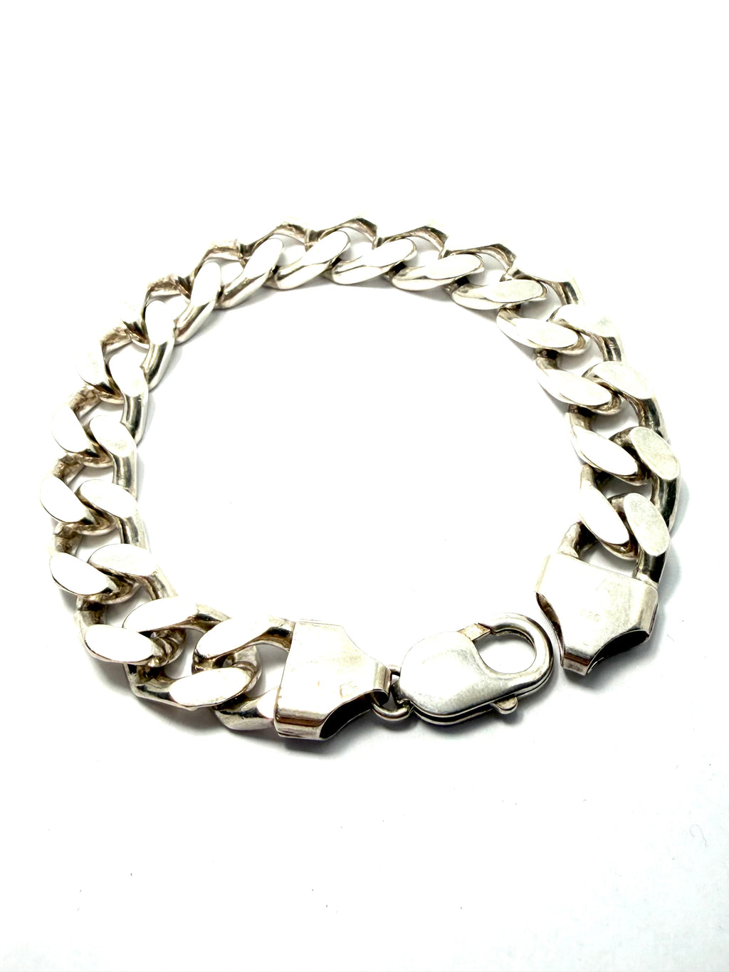 Silver flat curb bracelet