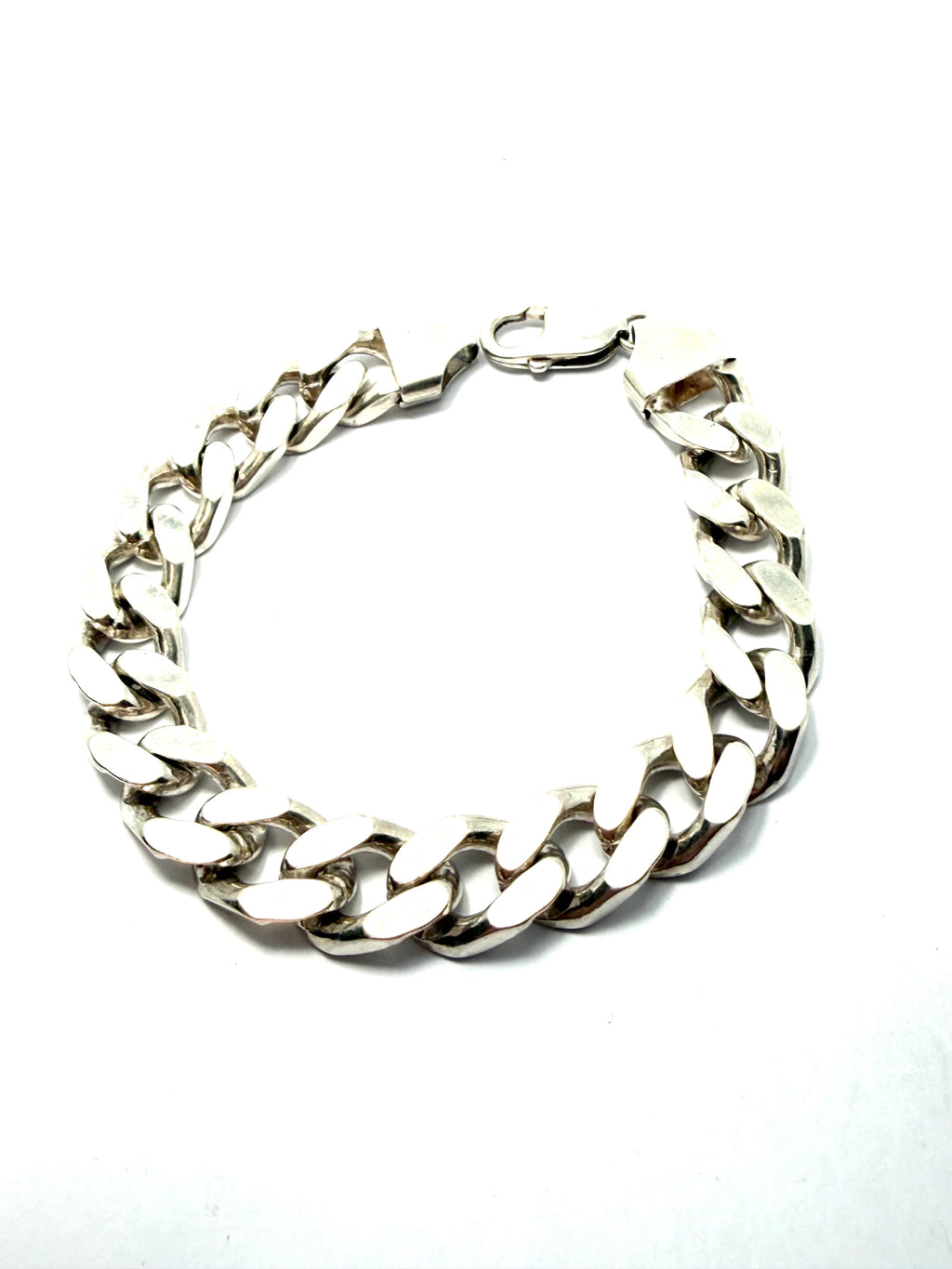 Silver flat curb bracelet