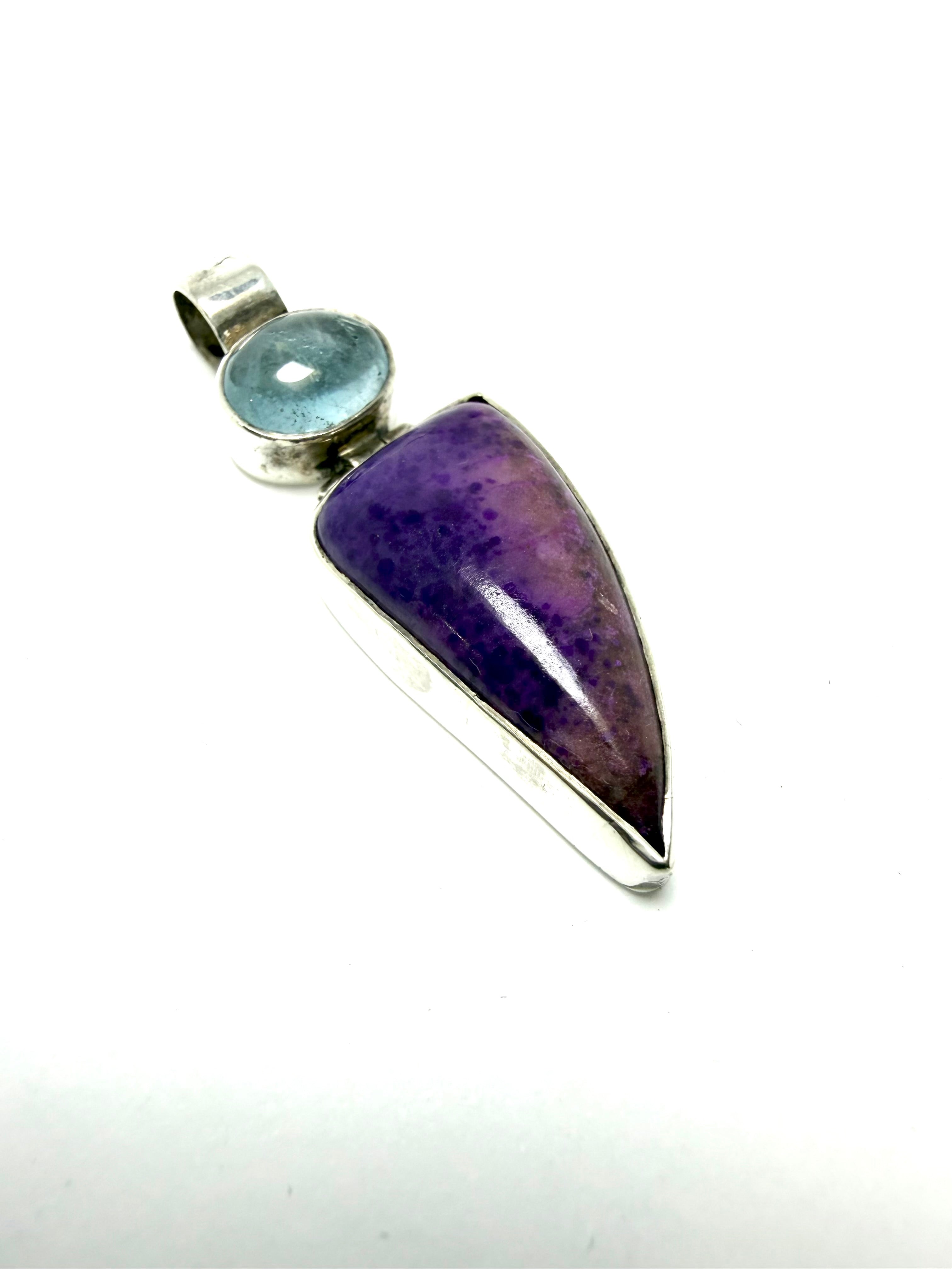 Silver natural agate pendant