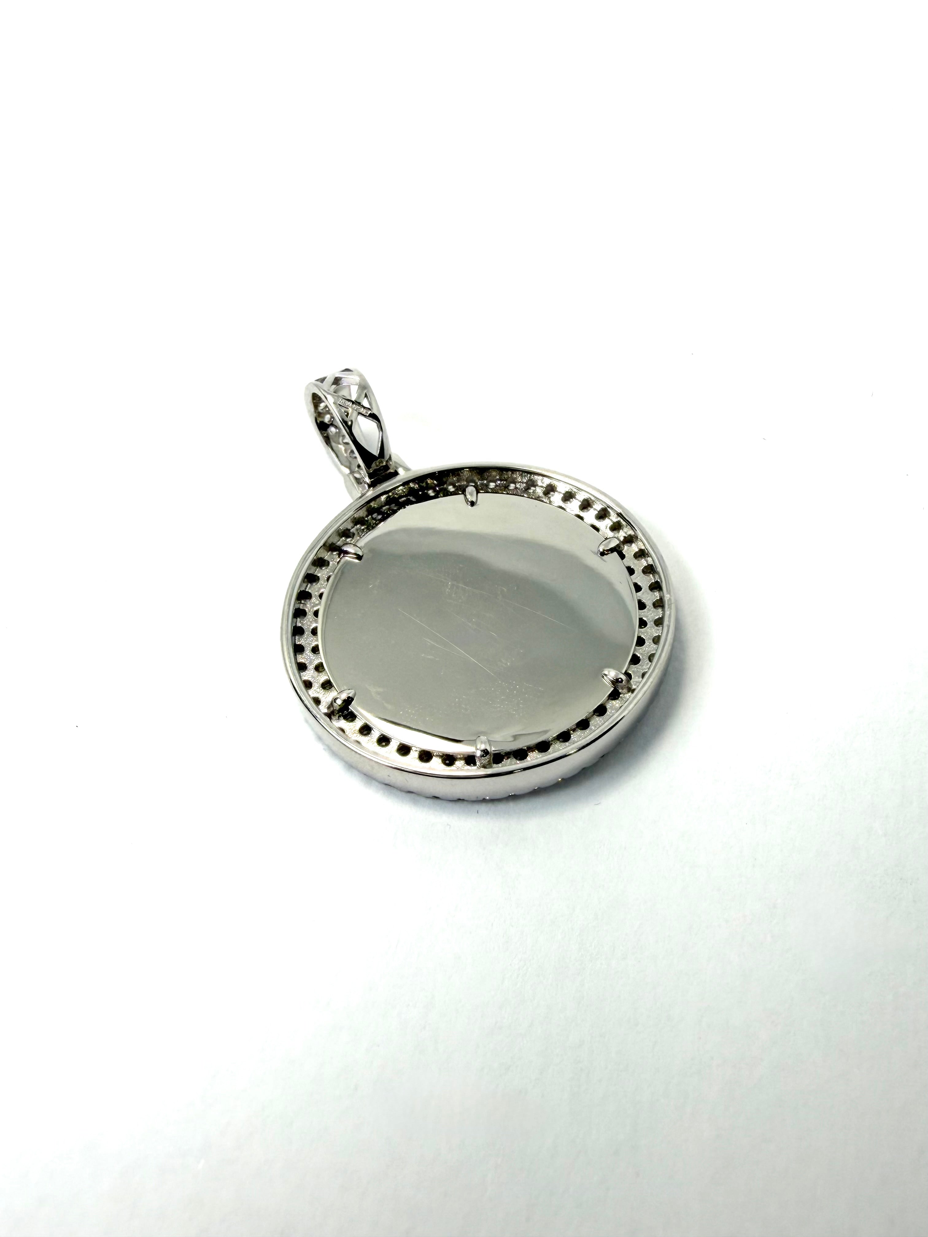 Silver cubic zirconia bitcoin pendant