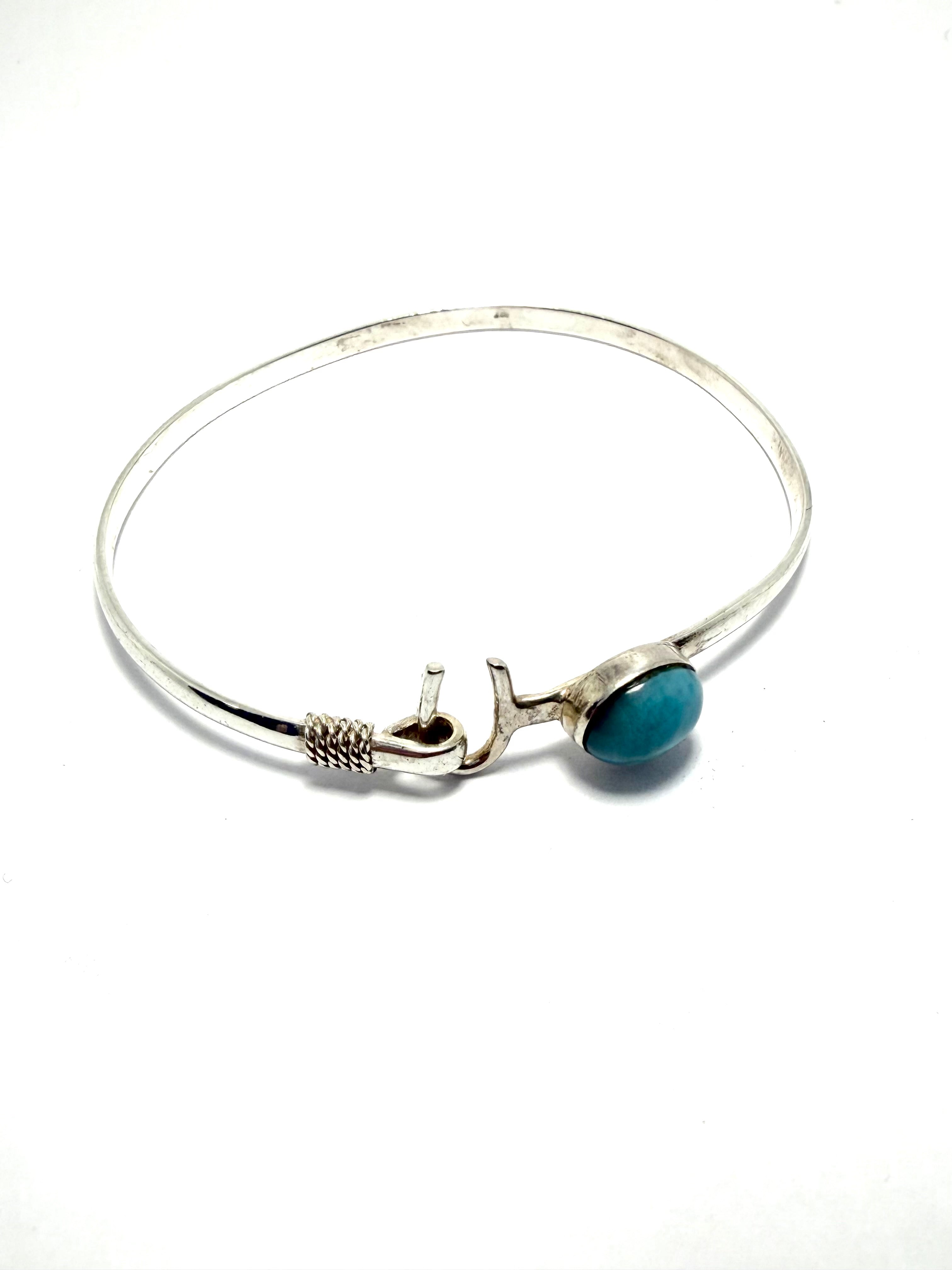 Silver larimar stone bracelet