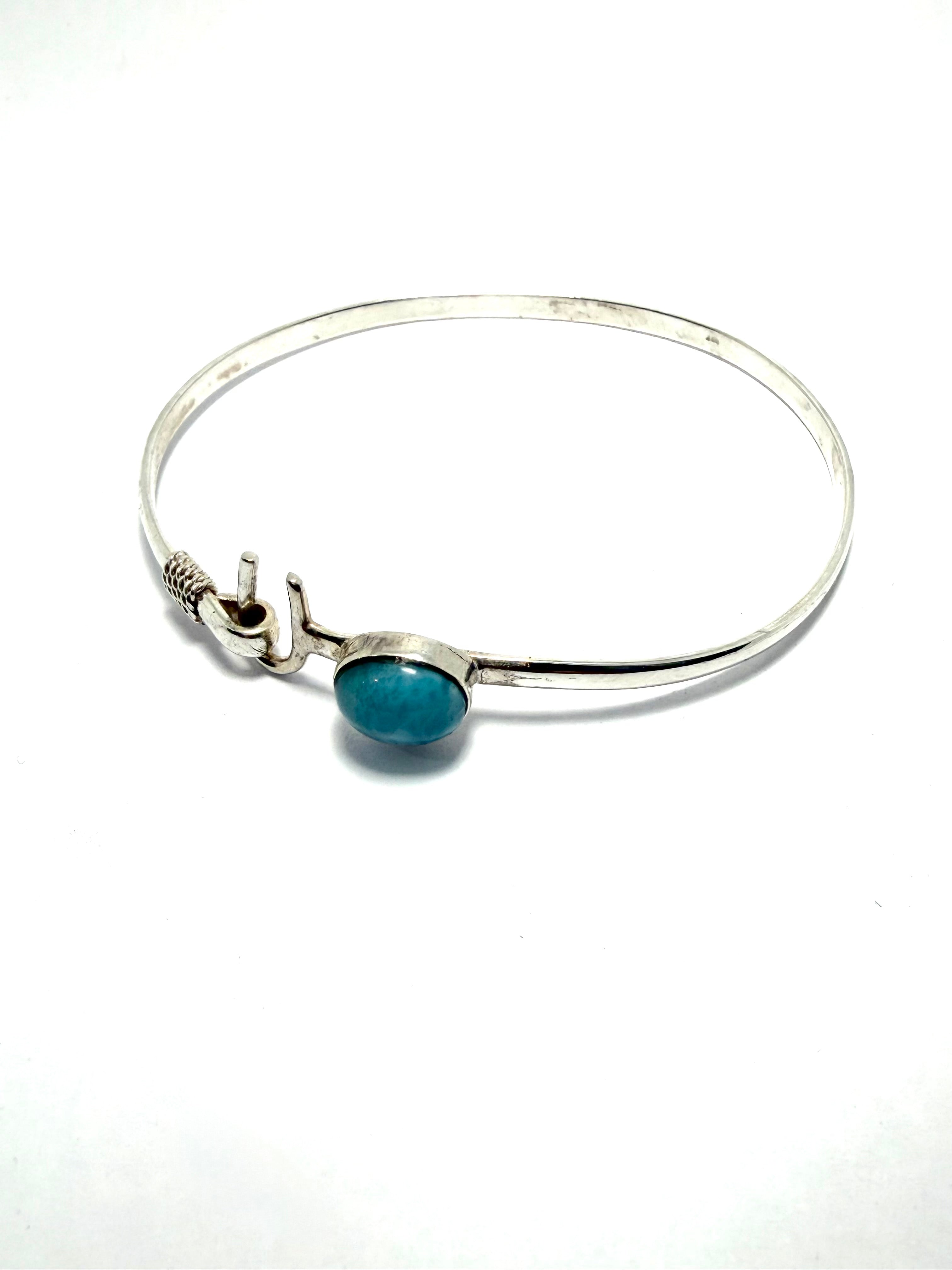 Silver larimar stone bracelet