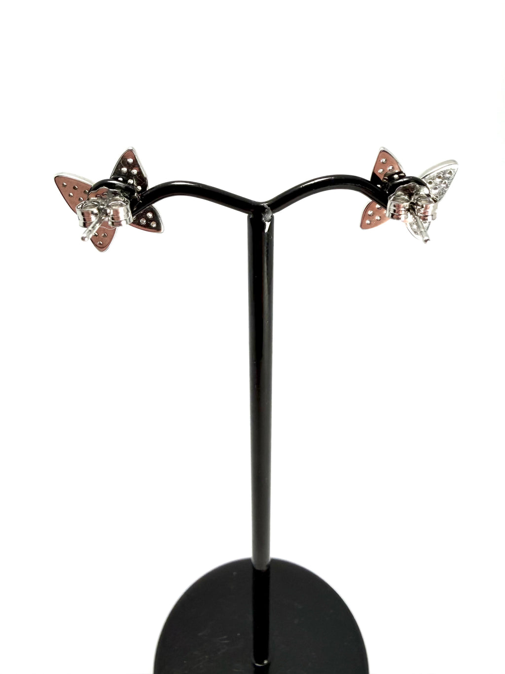 Silver cubic zirconia butterfly stud earrings