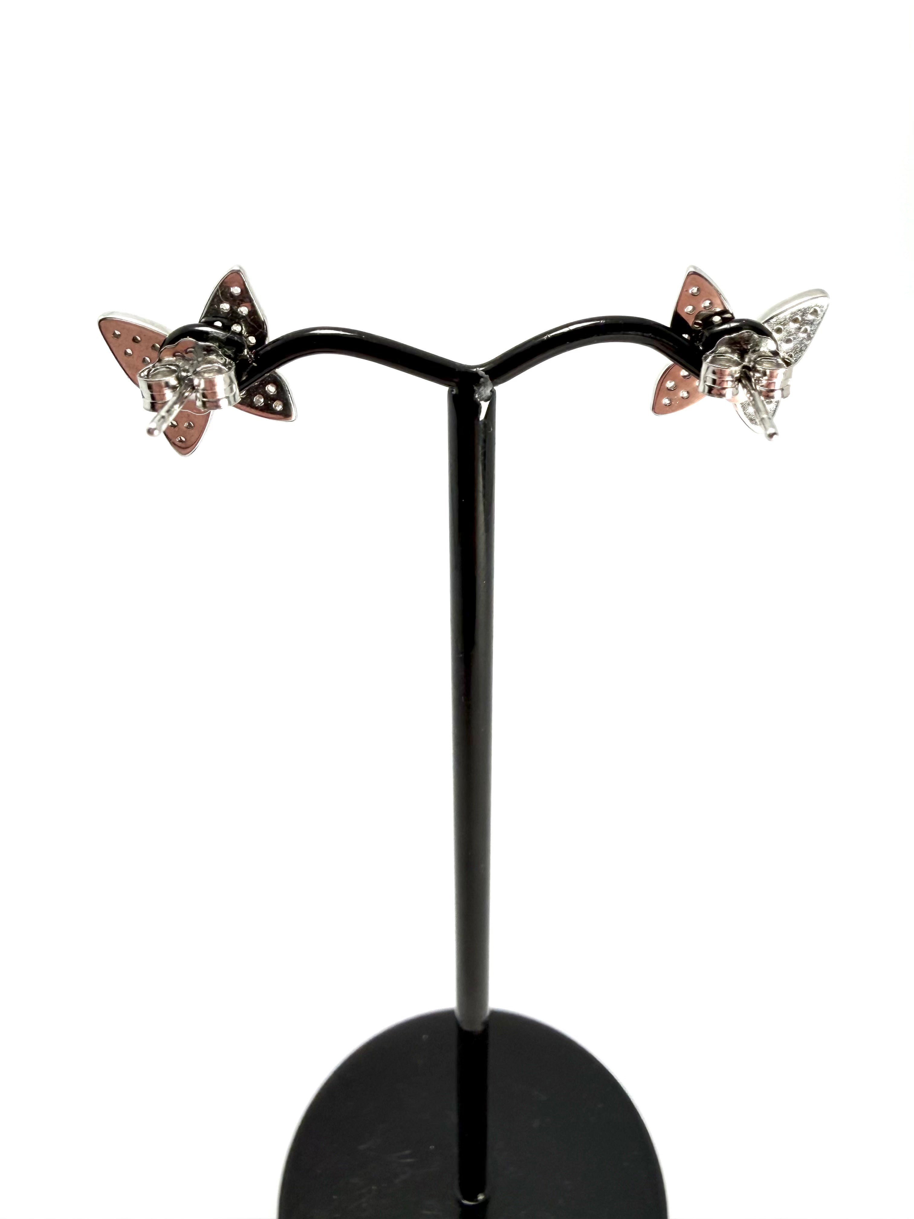 Silver cubic zirconia butterfly stud earrings