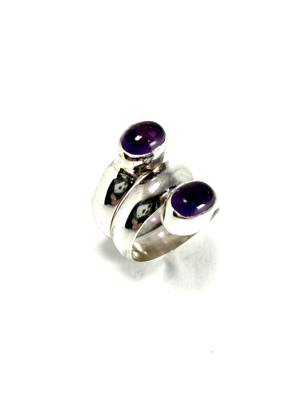 Silver amethyst cabochon ring