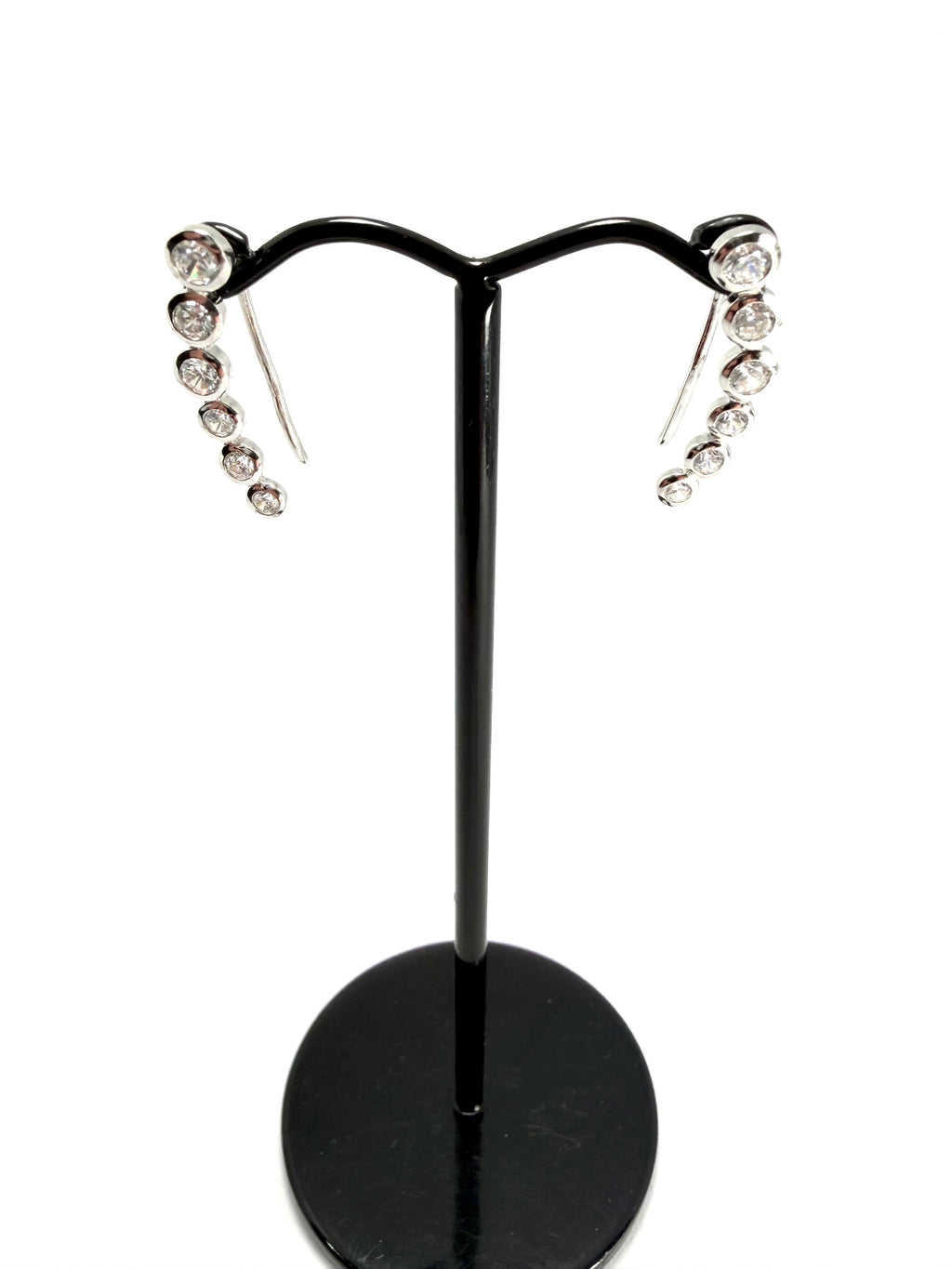 Silver cubic zirconia ear climber earrings