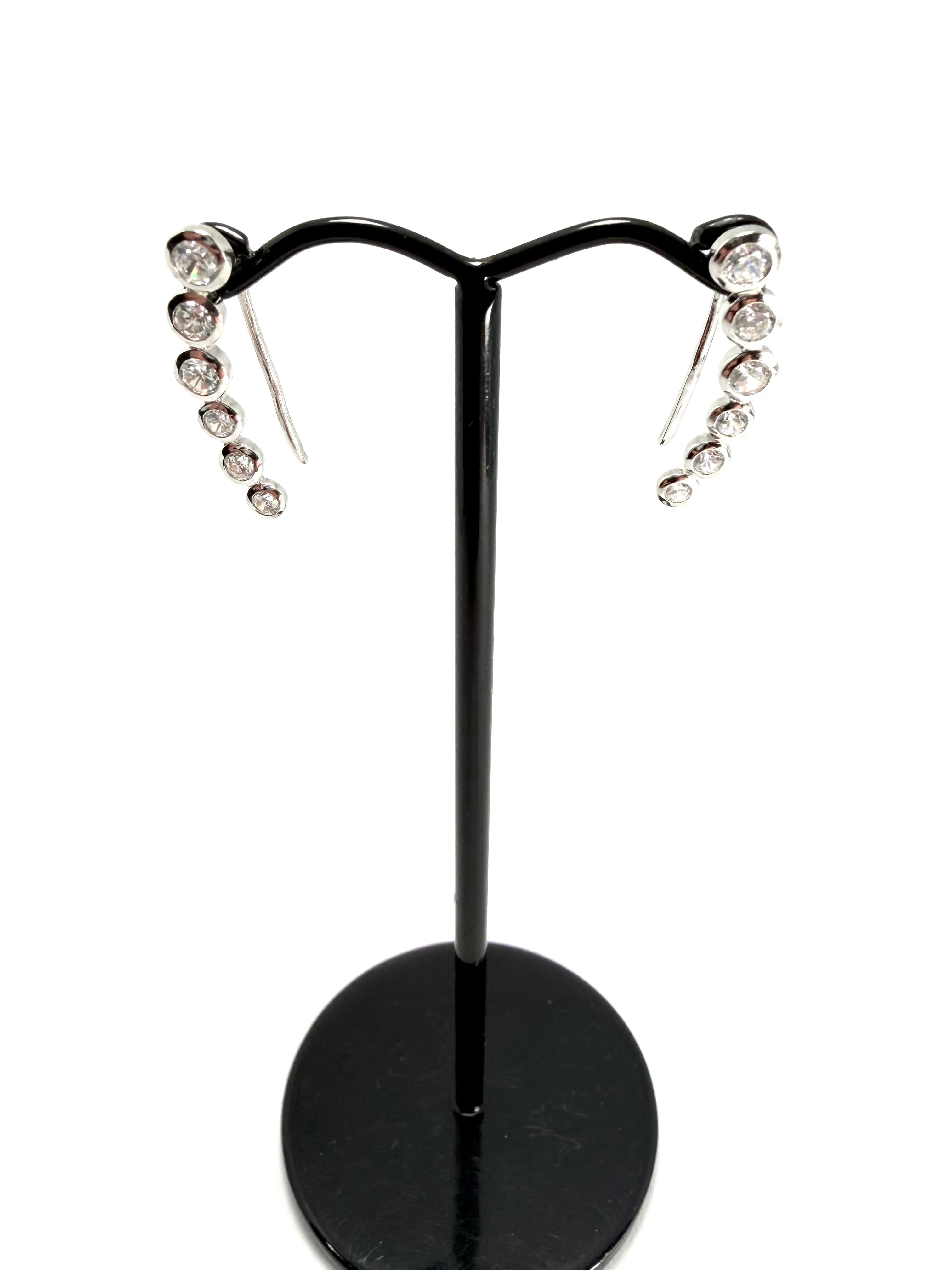 Silver cubic zirconia ear climber earrings