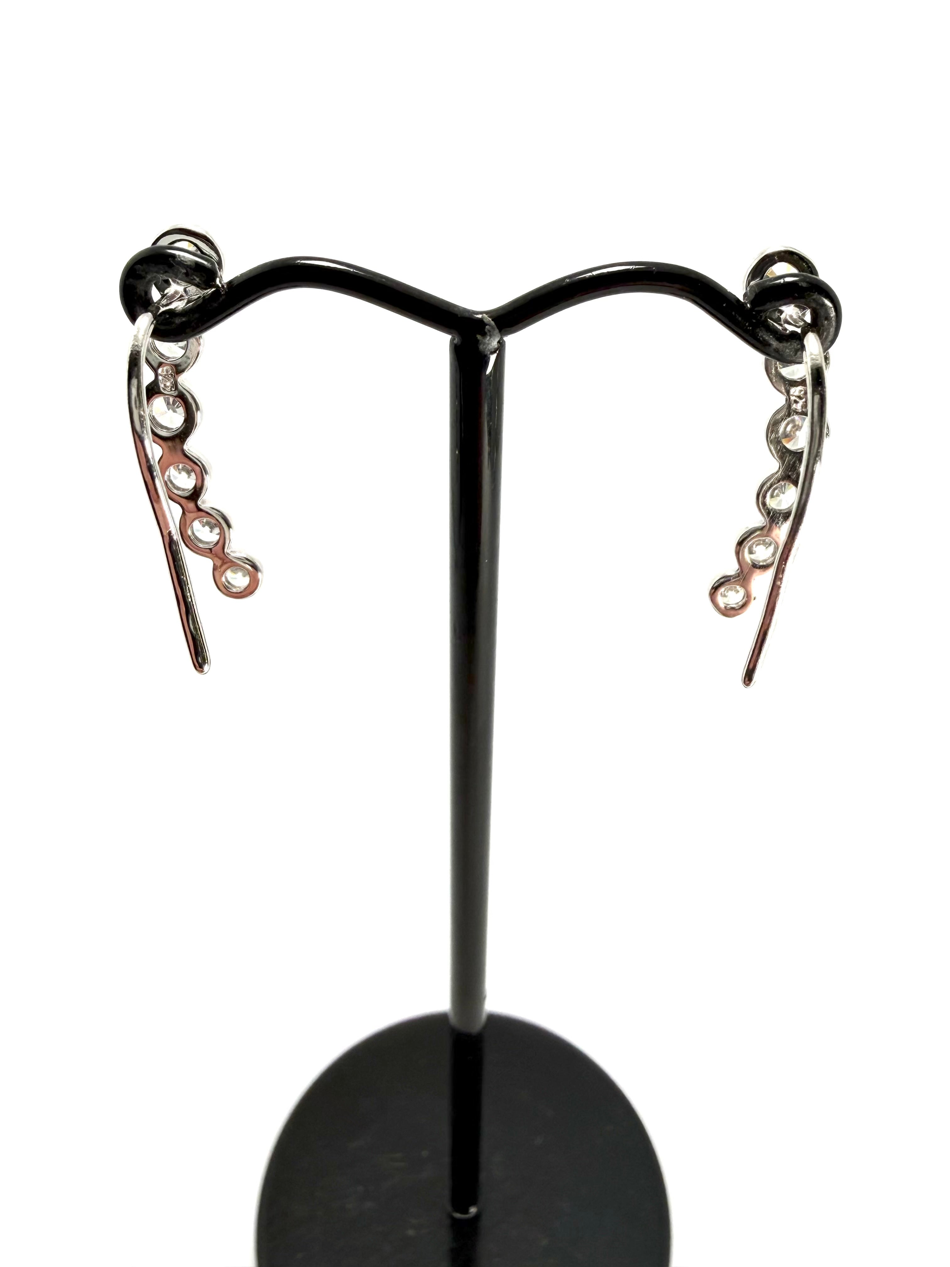 Silver cubic zirconia ear climber earrings