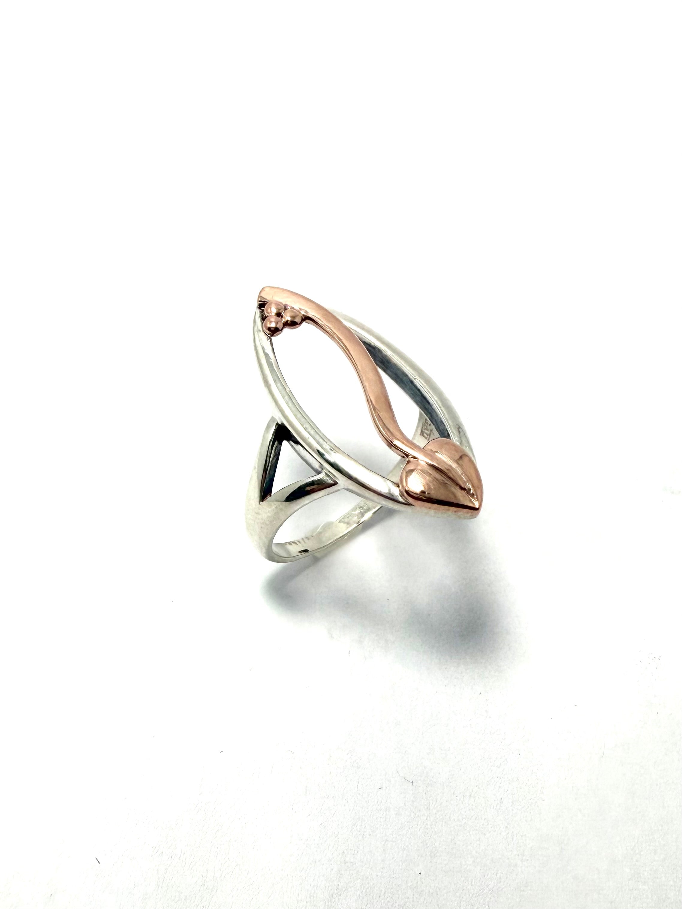 Clogau gold silver 9ct rose gold ring