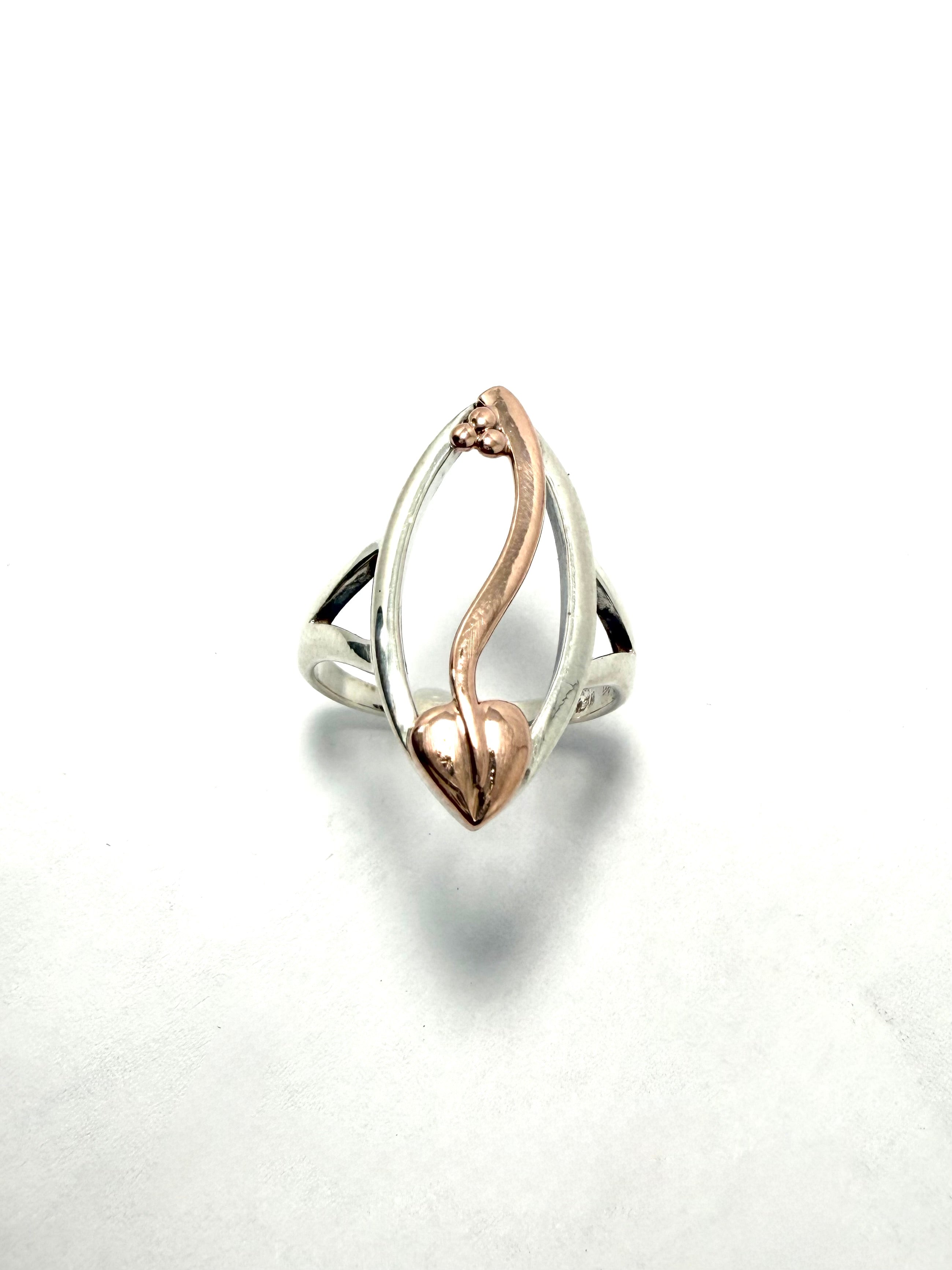 Clogau gold silver 9ct rose gold ring