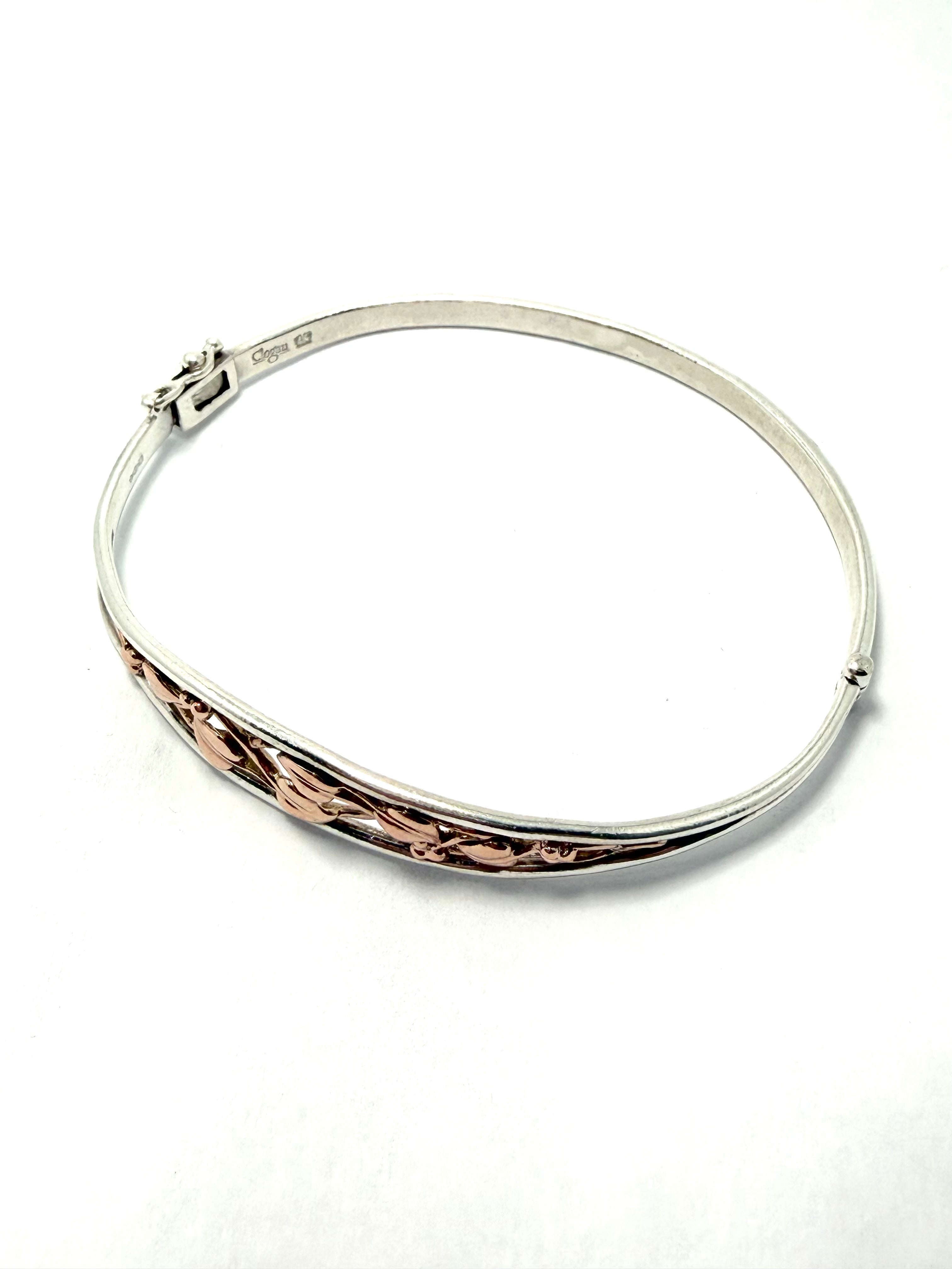 Clogau gold silver and 9ct rose gold tree of life bangle