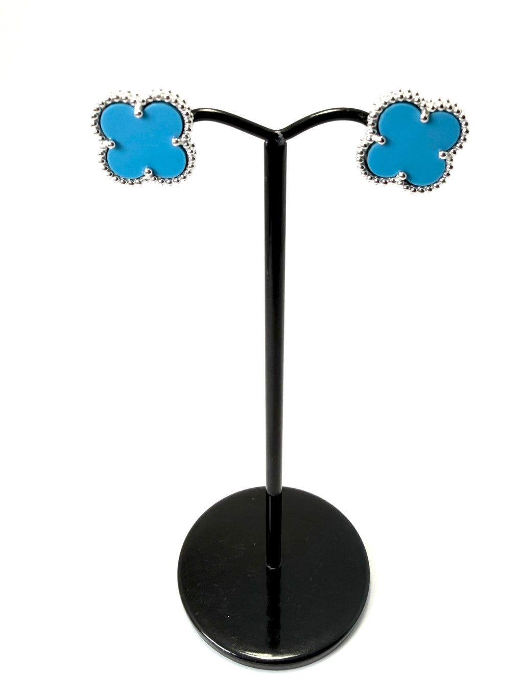 4 leaf clover silver stud earrings