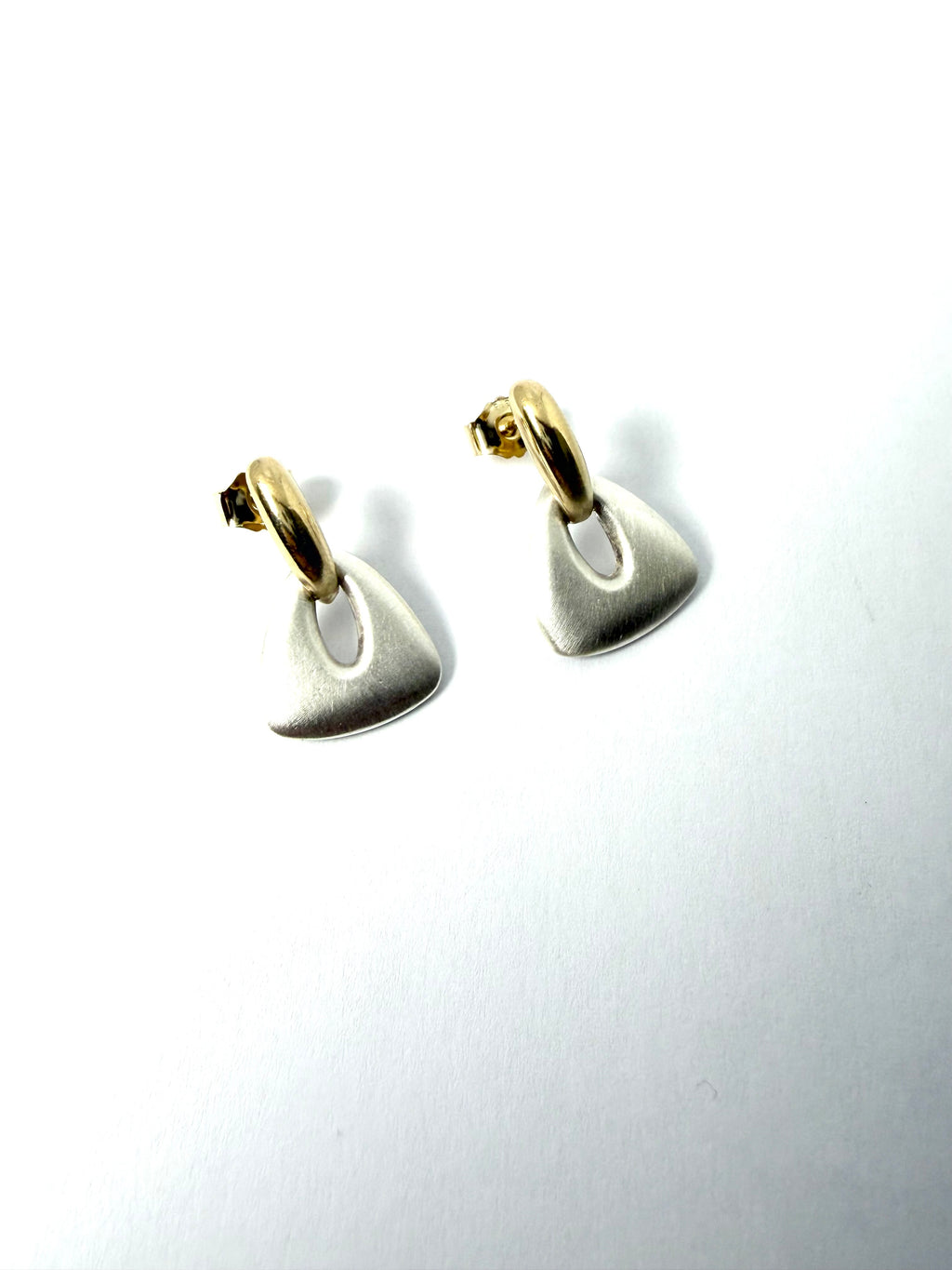 9ct yellow gold and silver earrings