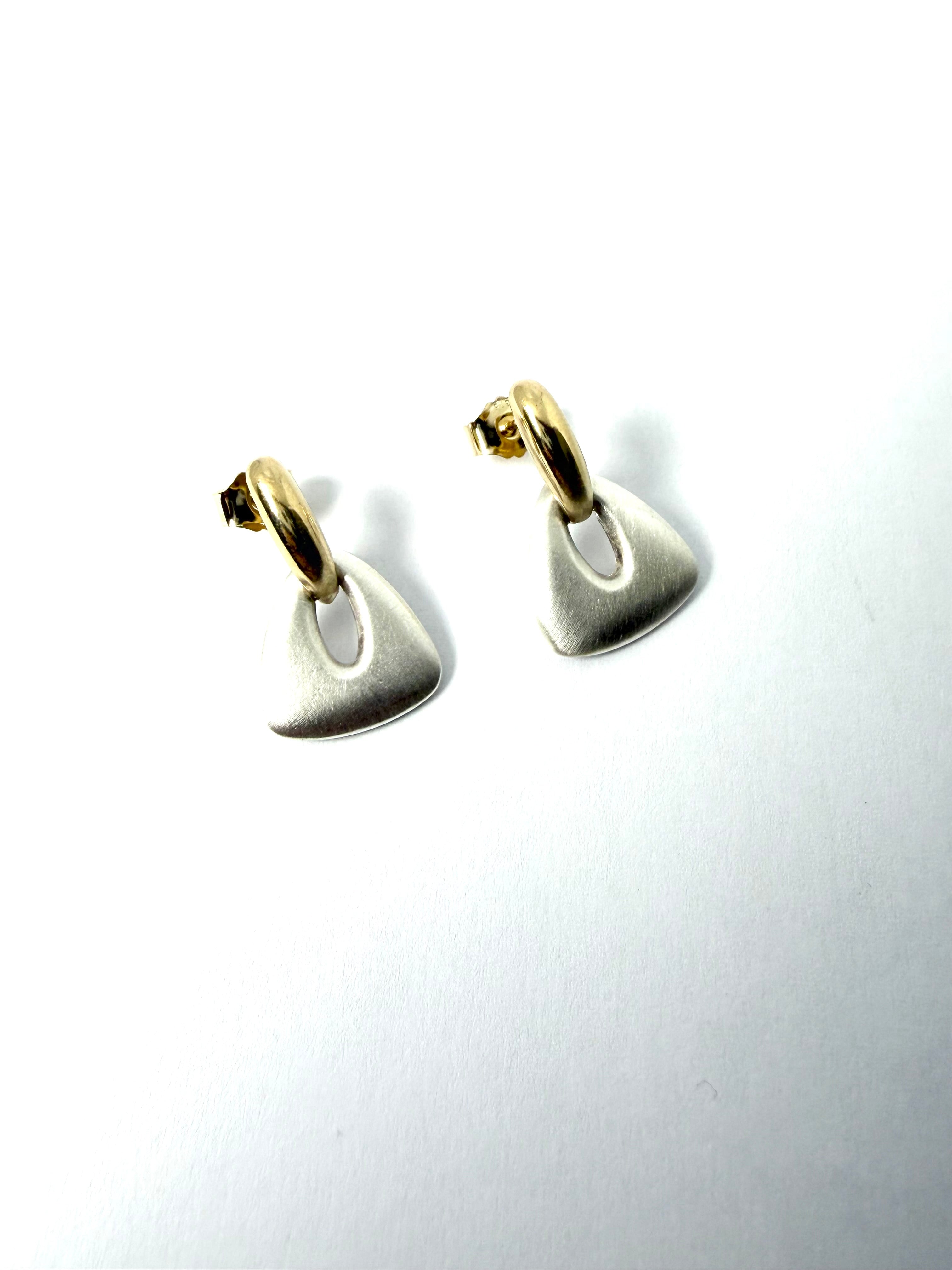 9ct yellow gold and silver earrings